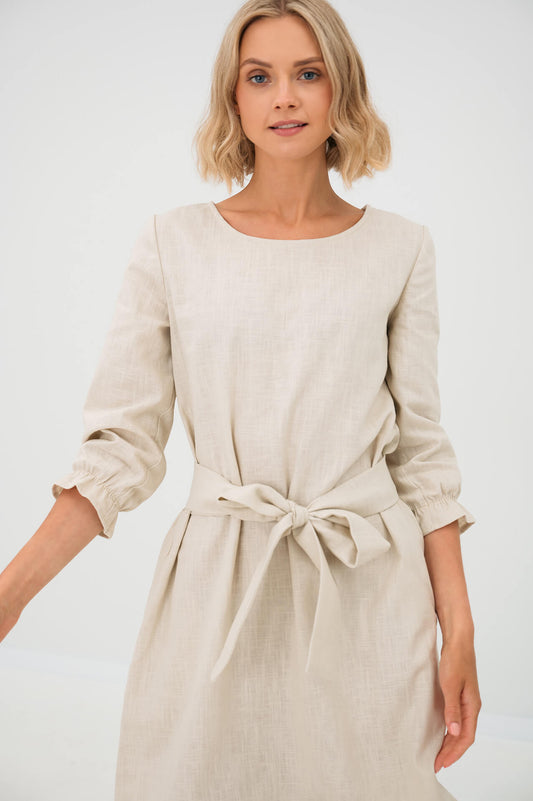 LeMuse beige EMMA linen dress