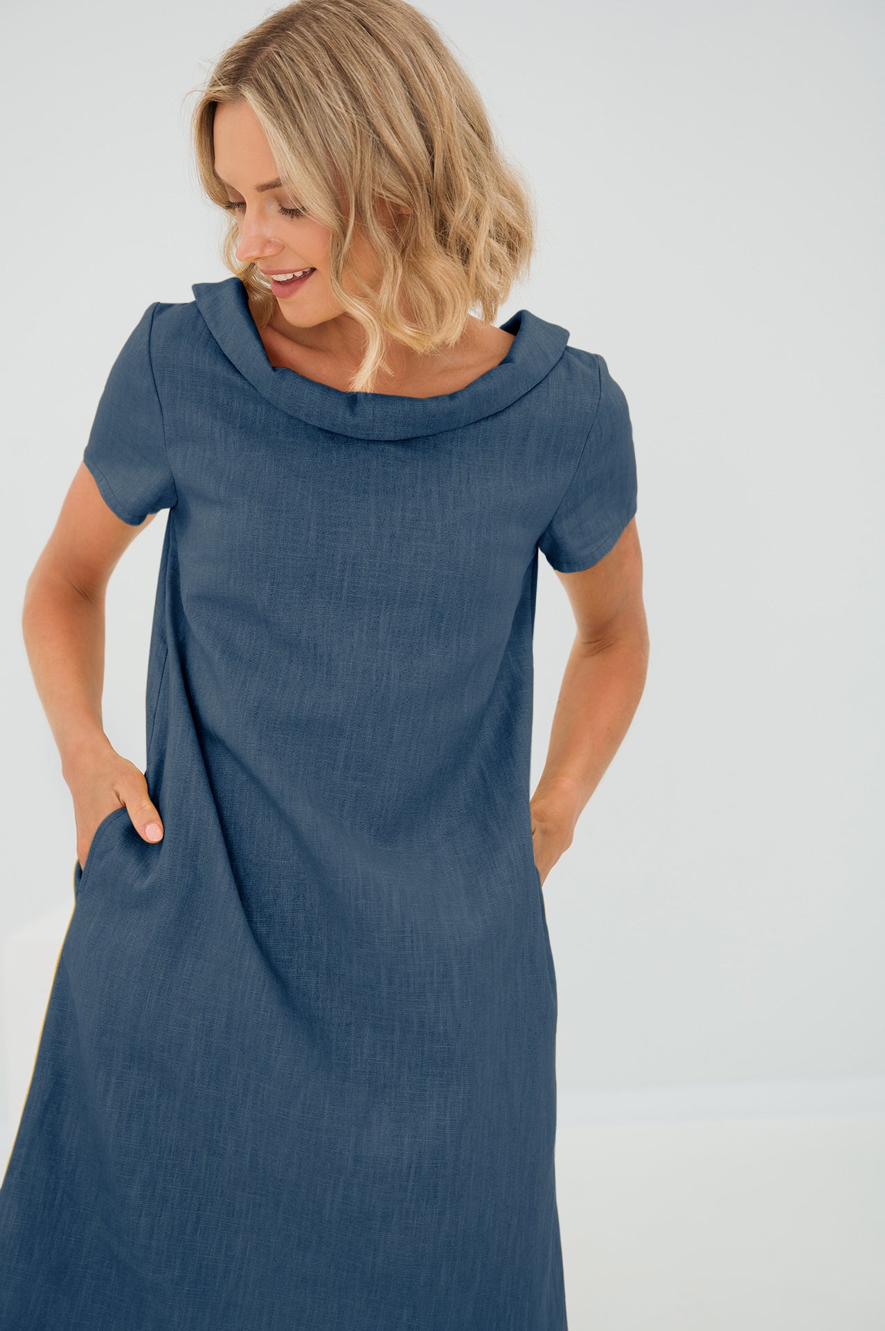 Linen Dress STORY - Blue