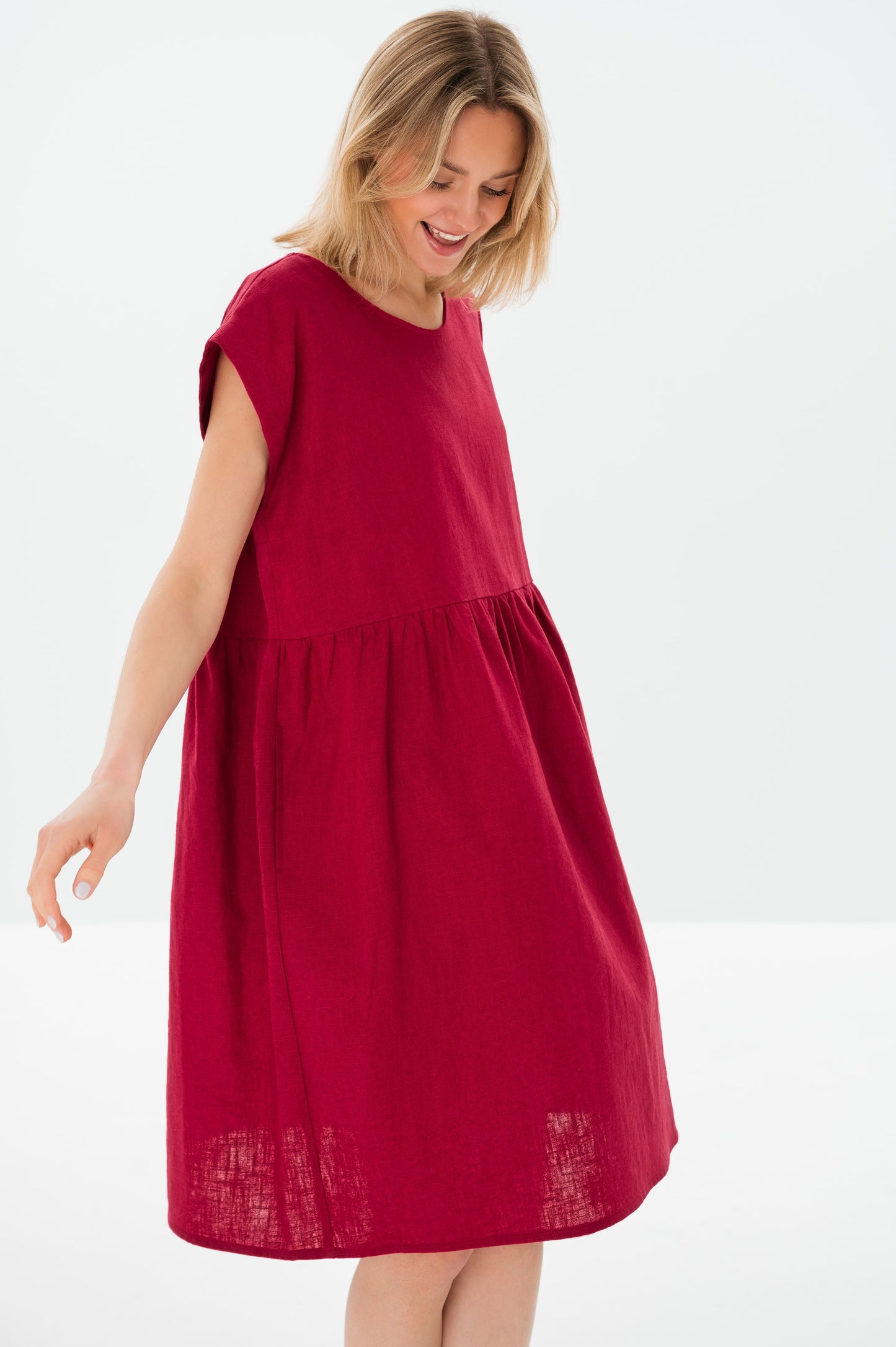 Linen Dress LUNA - Cerise