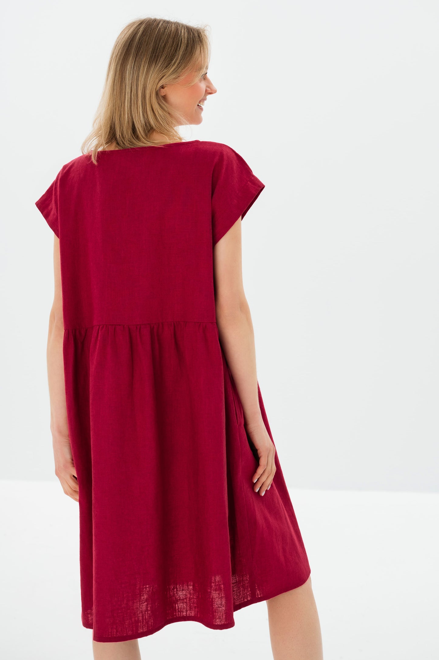 Linen Dress LUNA - Cerise