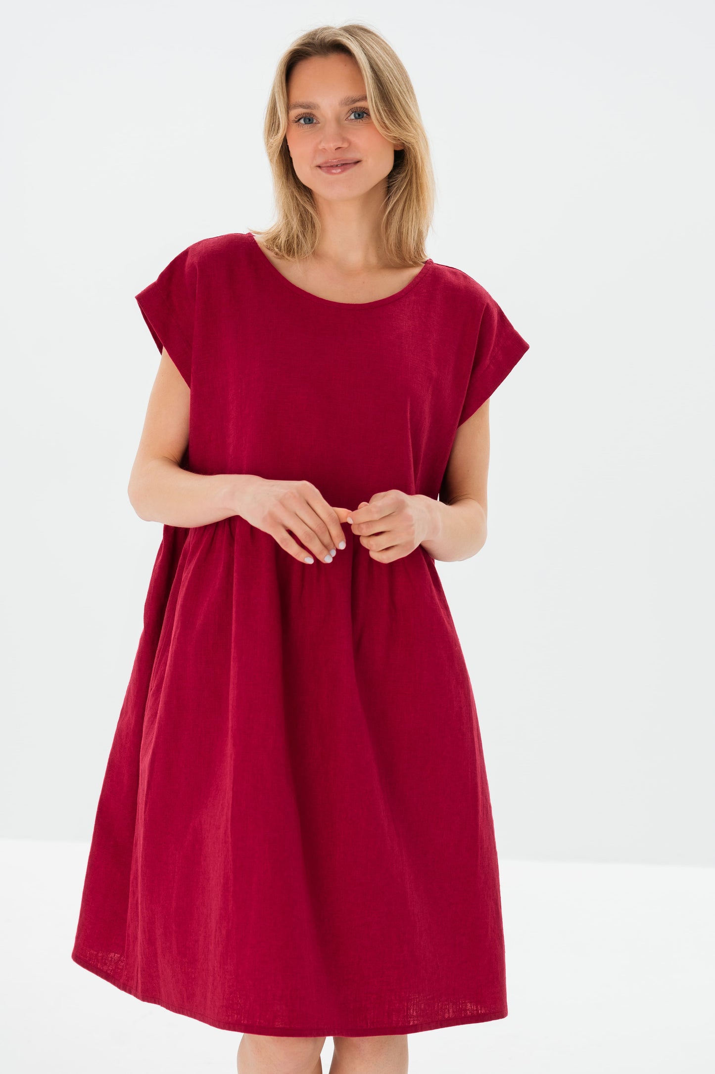 Linen Dress LUNA - Cerise