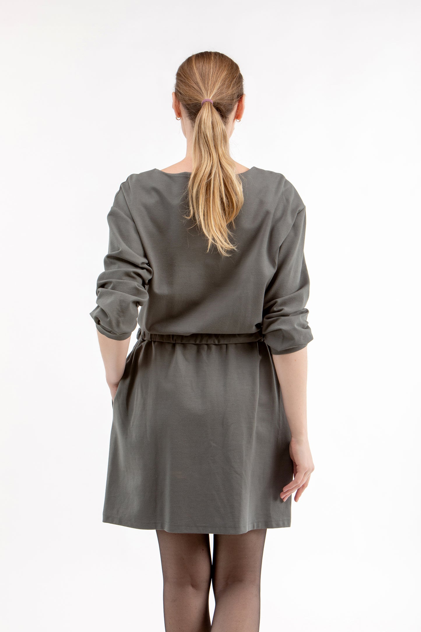 Italienisches Puntokleid SHINE, graugrün, XS