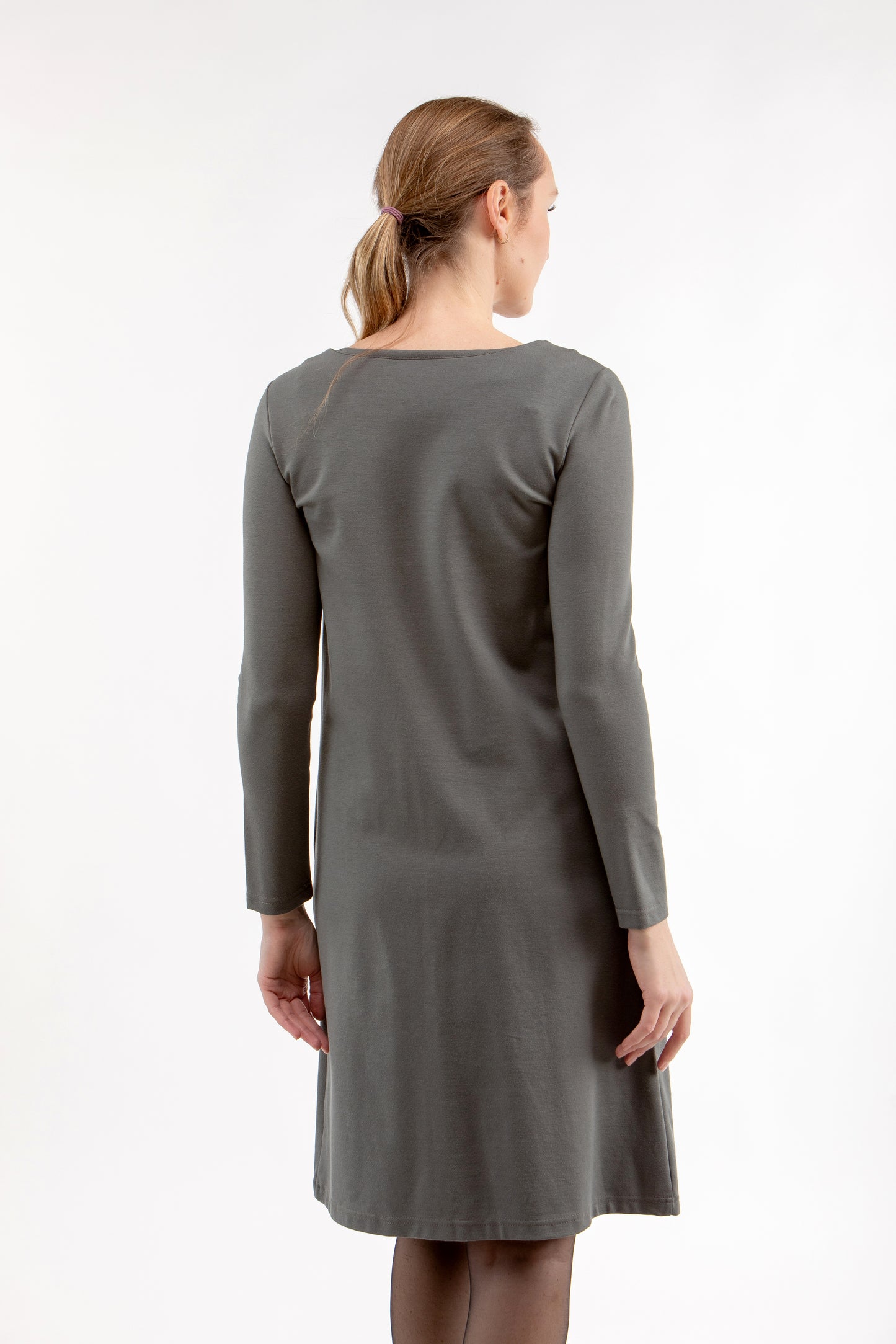 Italienisches Puntokleid LORE, graugrün, XS