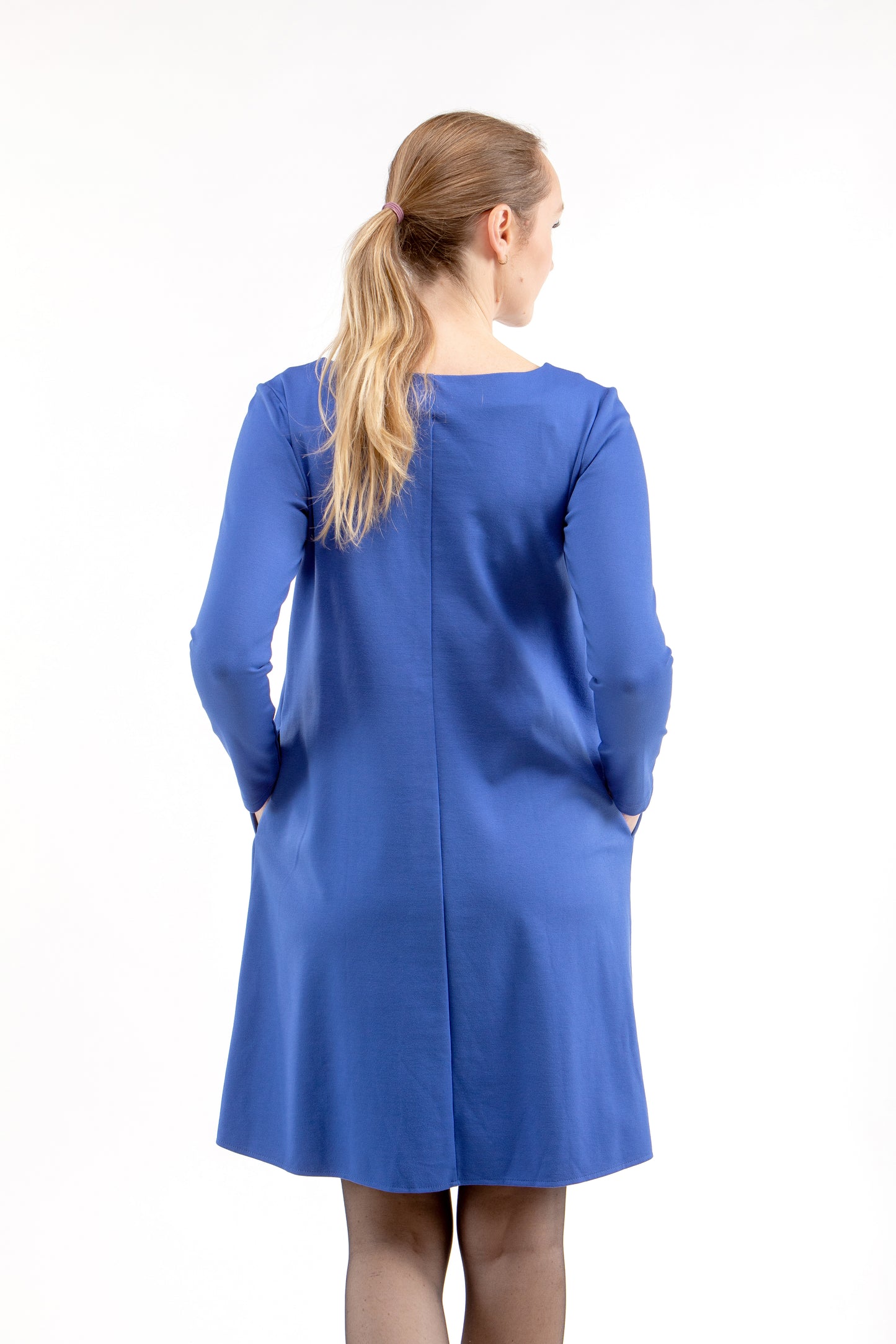 Italienisches Punto-Kleid JUNO, Königsblau, XS