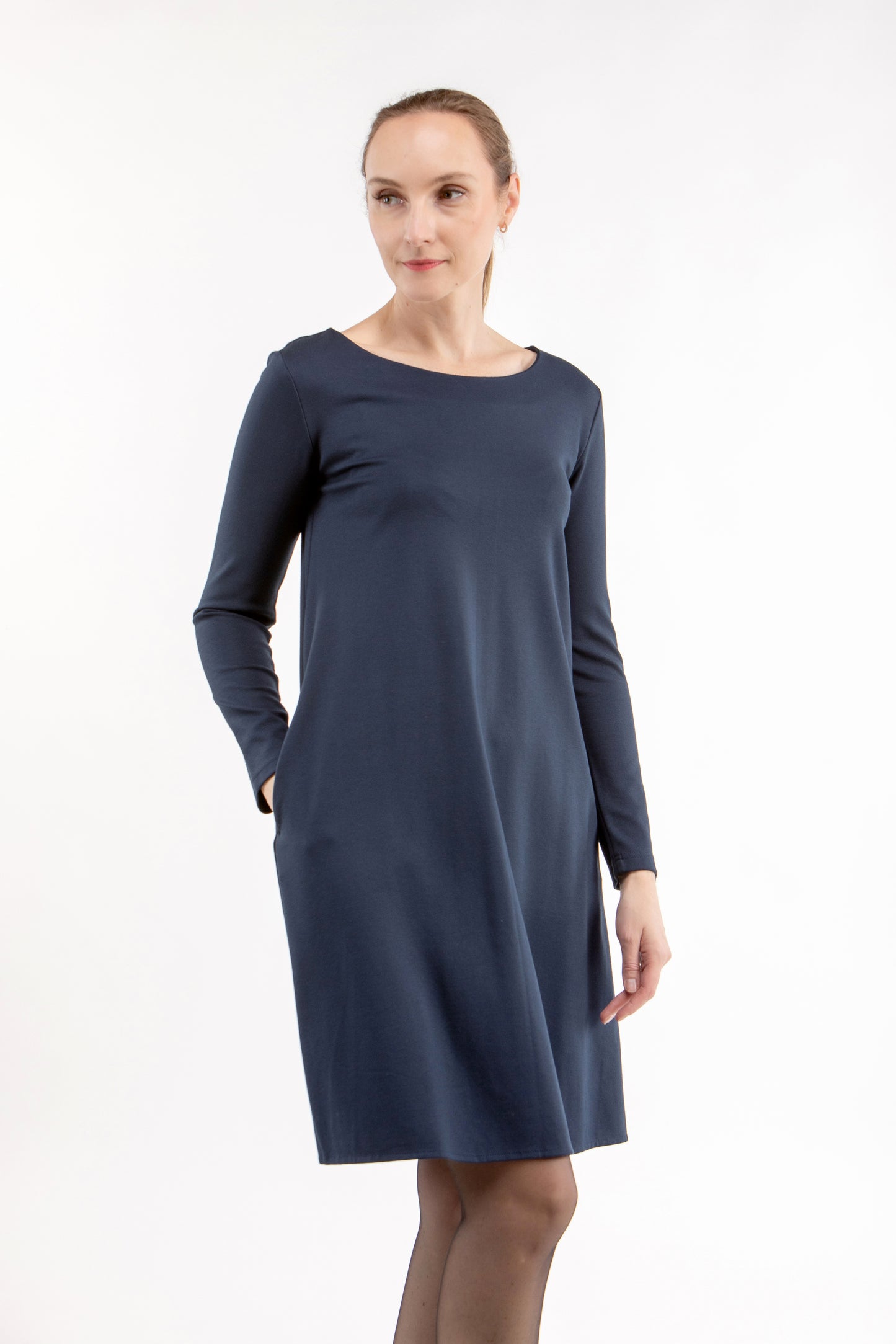 Italienisches Puntokleid JUNO, tiefblau, S