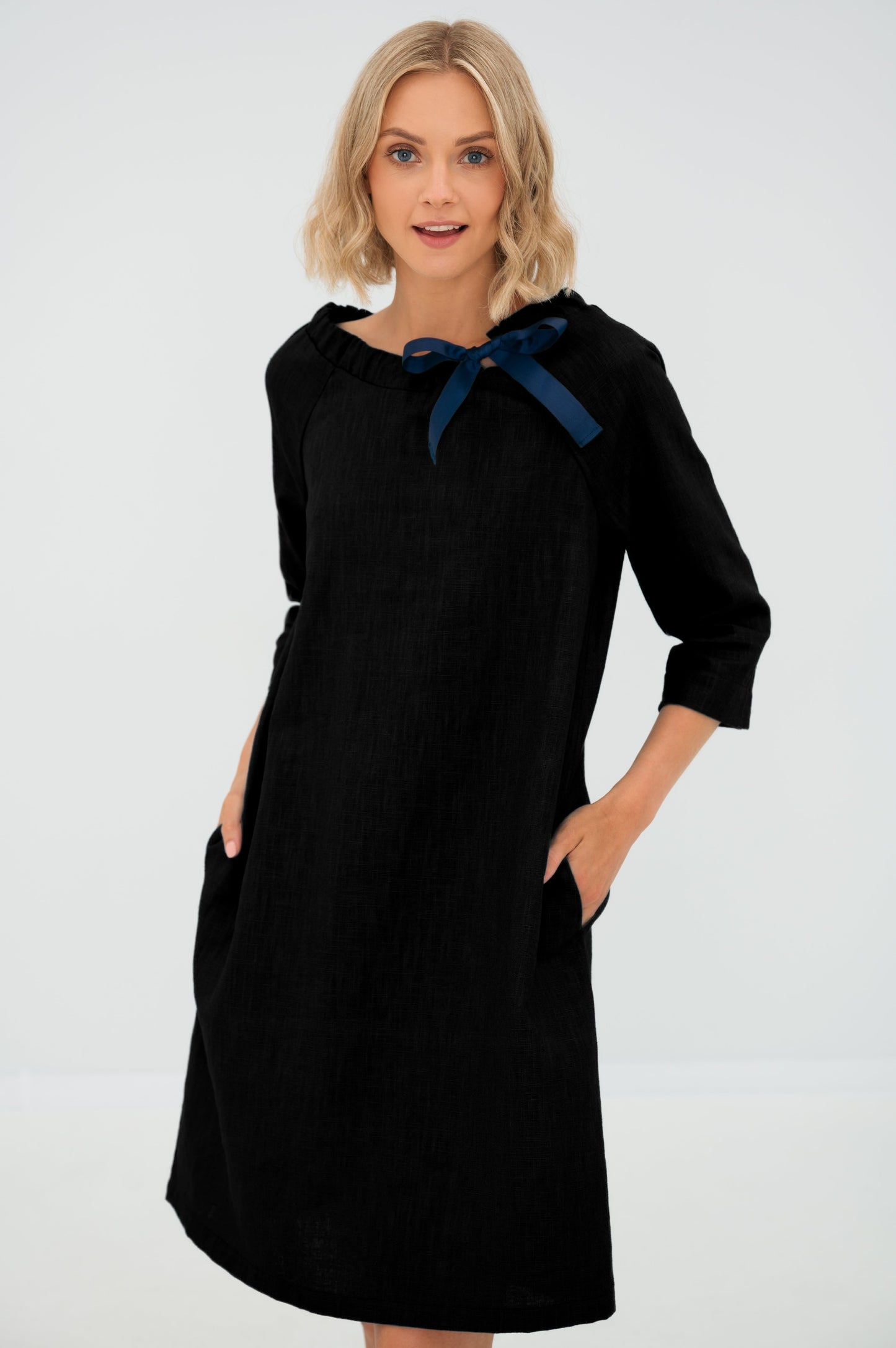 Linen cocktail dress FRENCH - Black