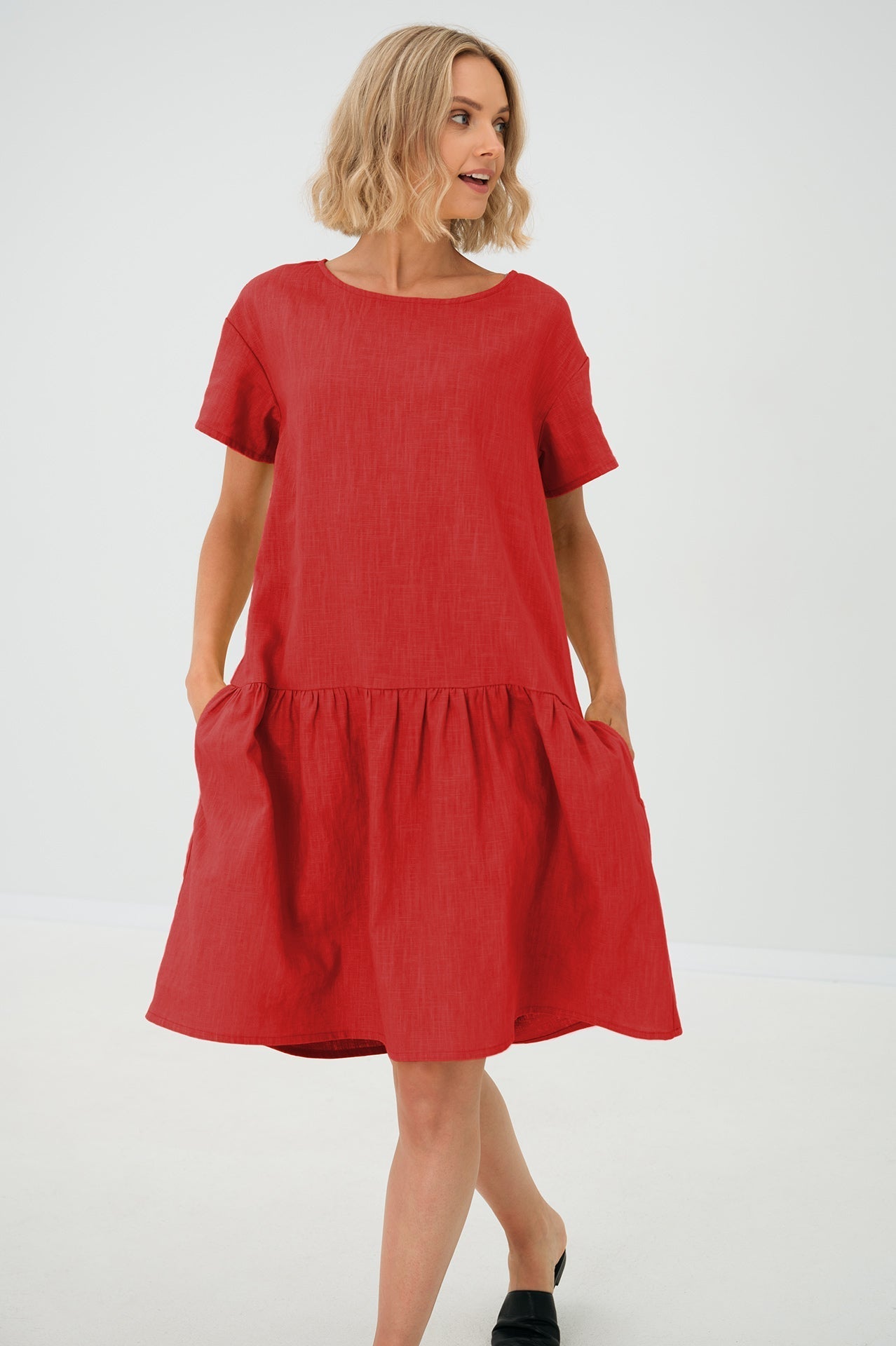 Robe en lin BLOSSOM, Bleu profond, XS