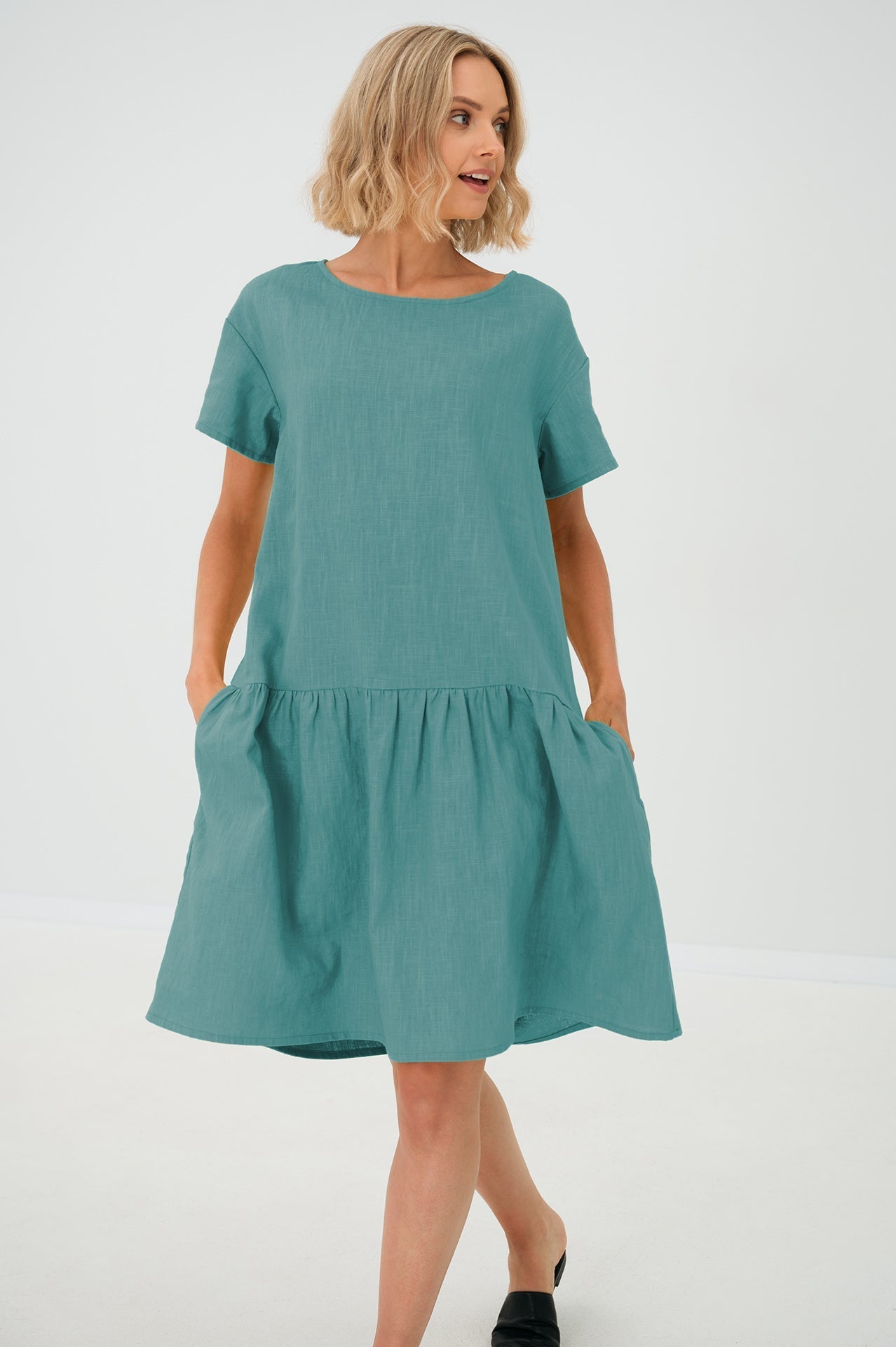 Robe en lin BLOSSOM, Bleu profond, XS