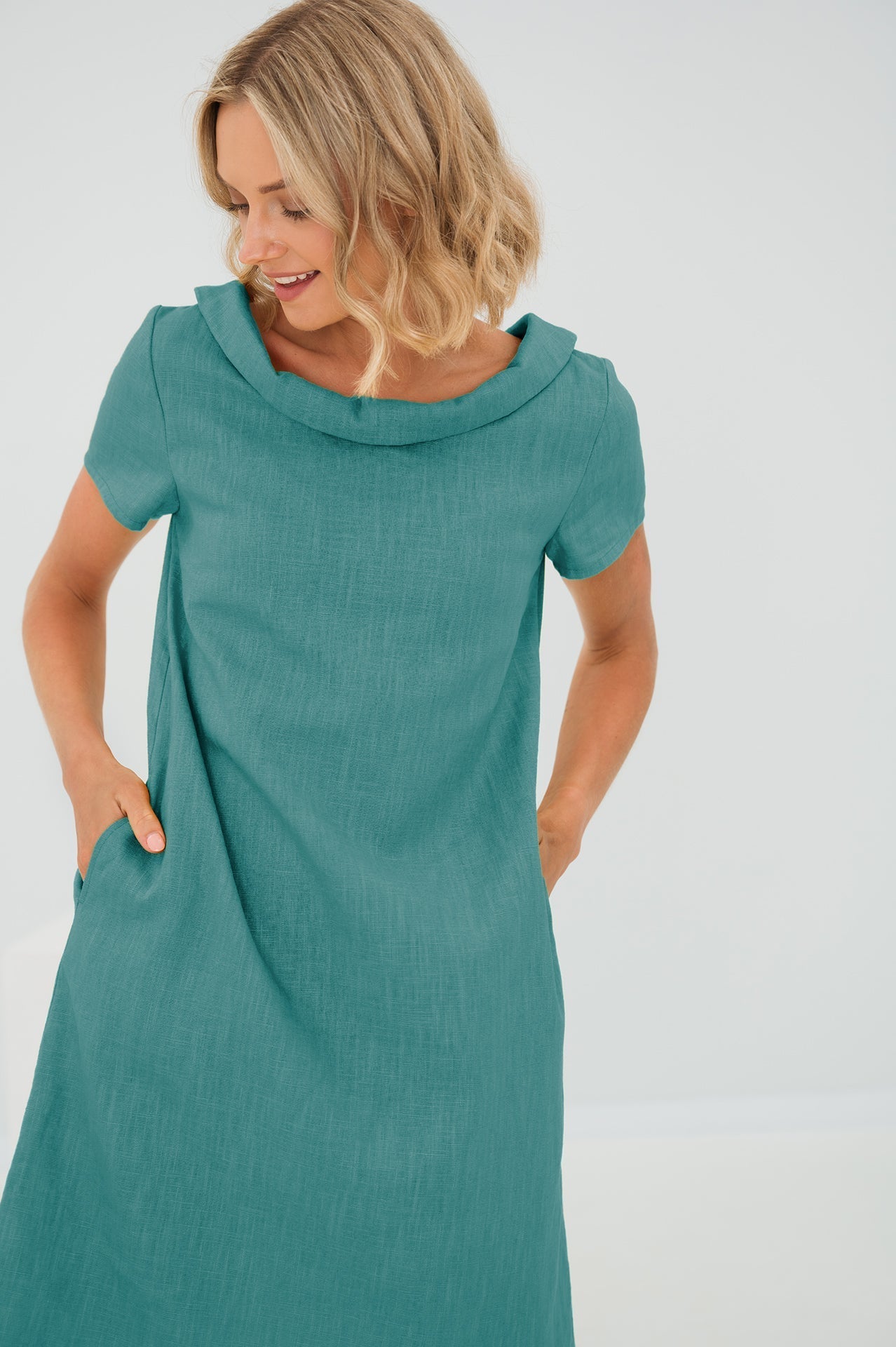 Linen Dress STORY - Teal