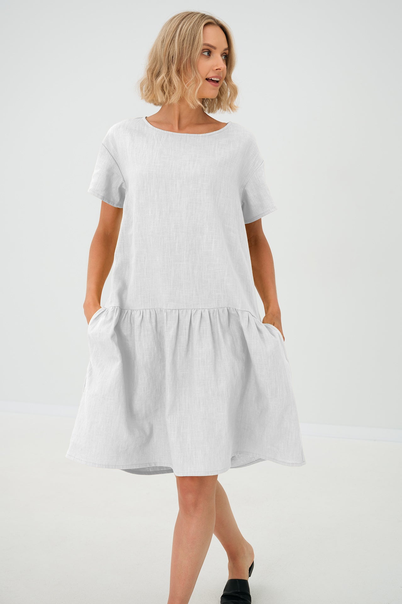 Robe en lin BLOSSOM, Bleu profond, XS