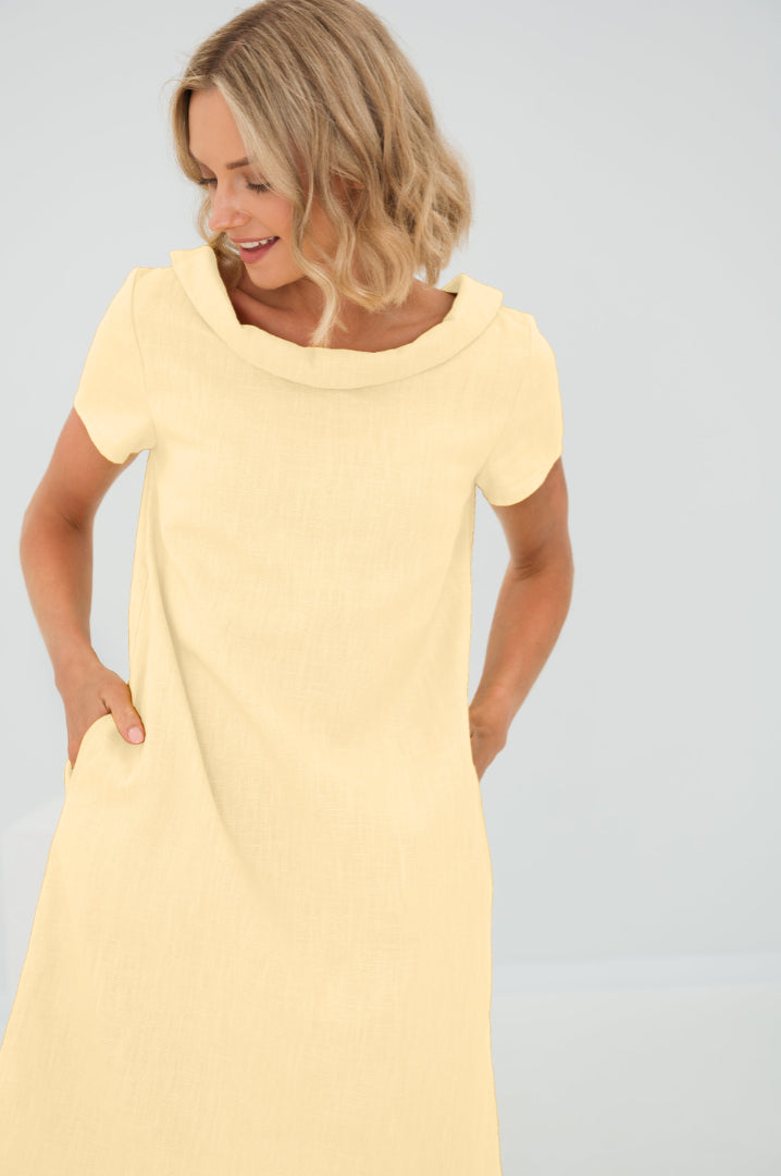 Leinenkleid GESCHICHTE, Hellgelb, L