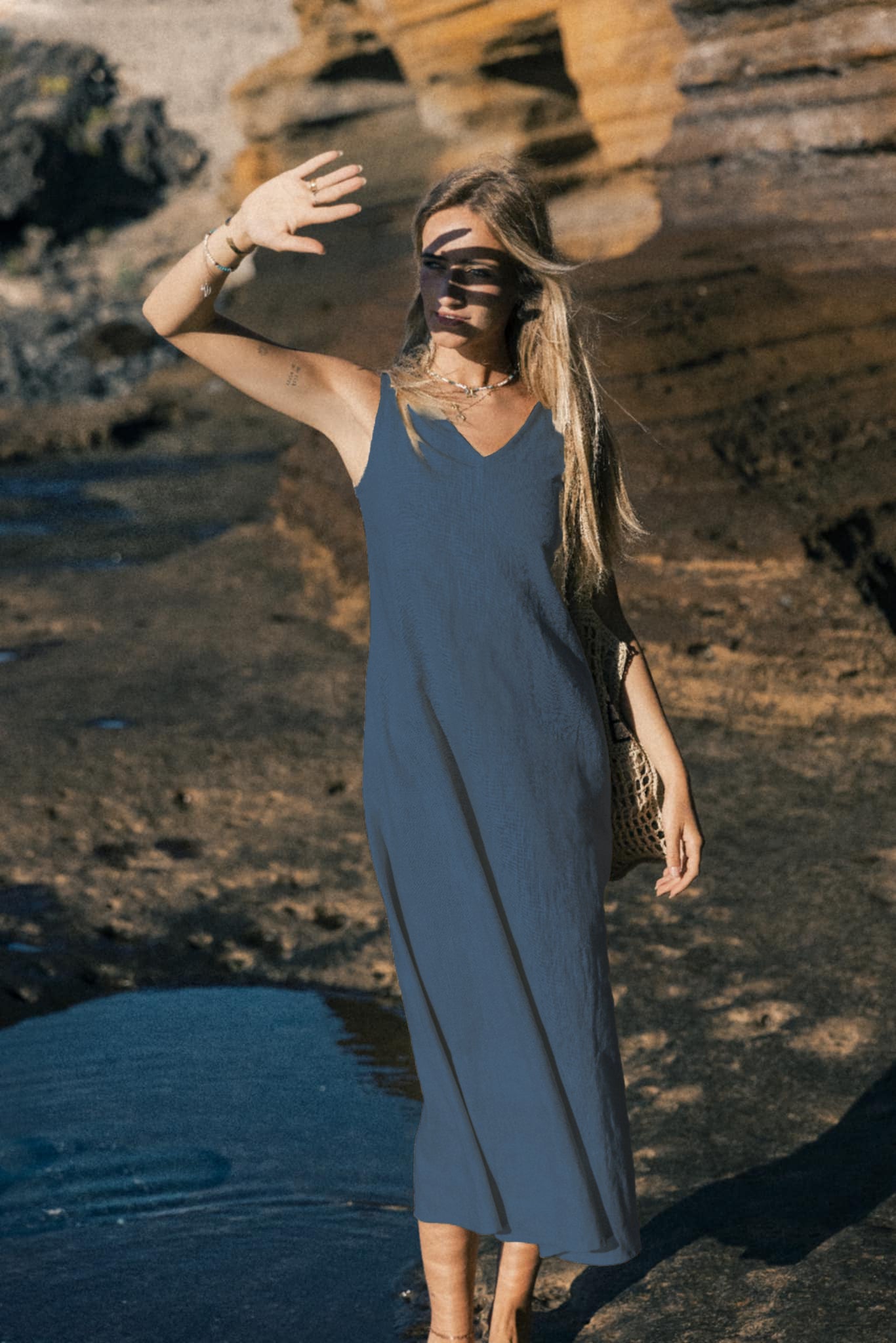 Linen dress SUNSET - Blue