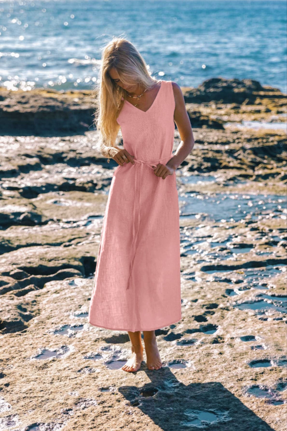 Linen dress SUNSET - Rose