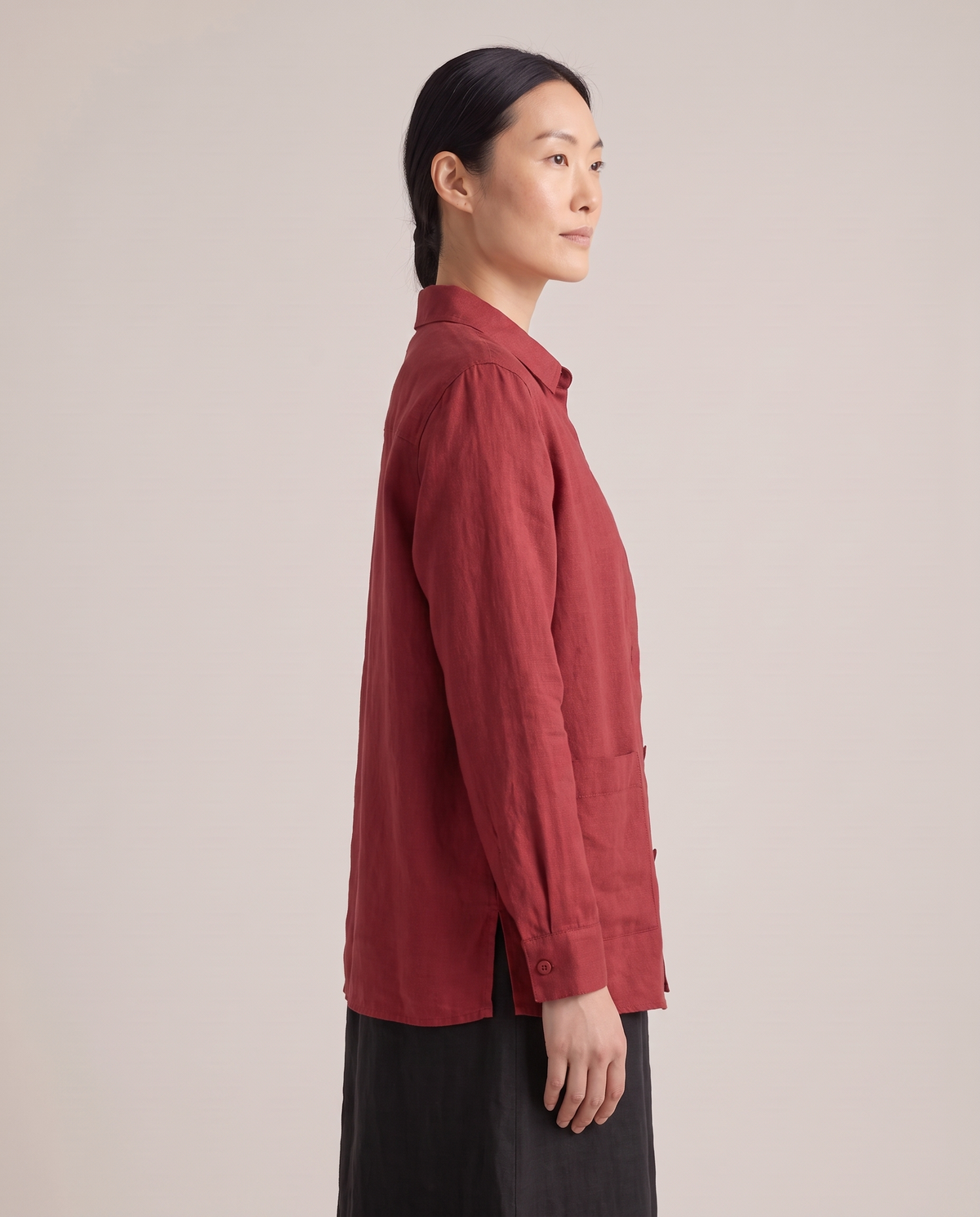 COVER shirt jacket in Red, side view