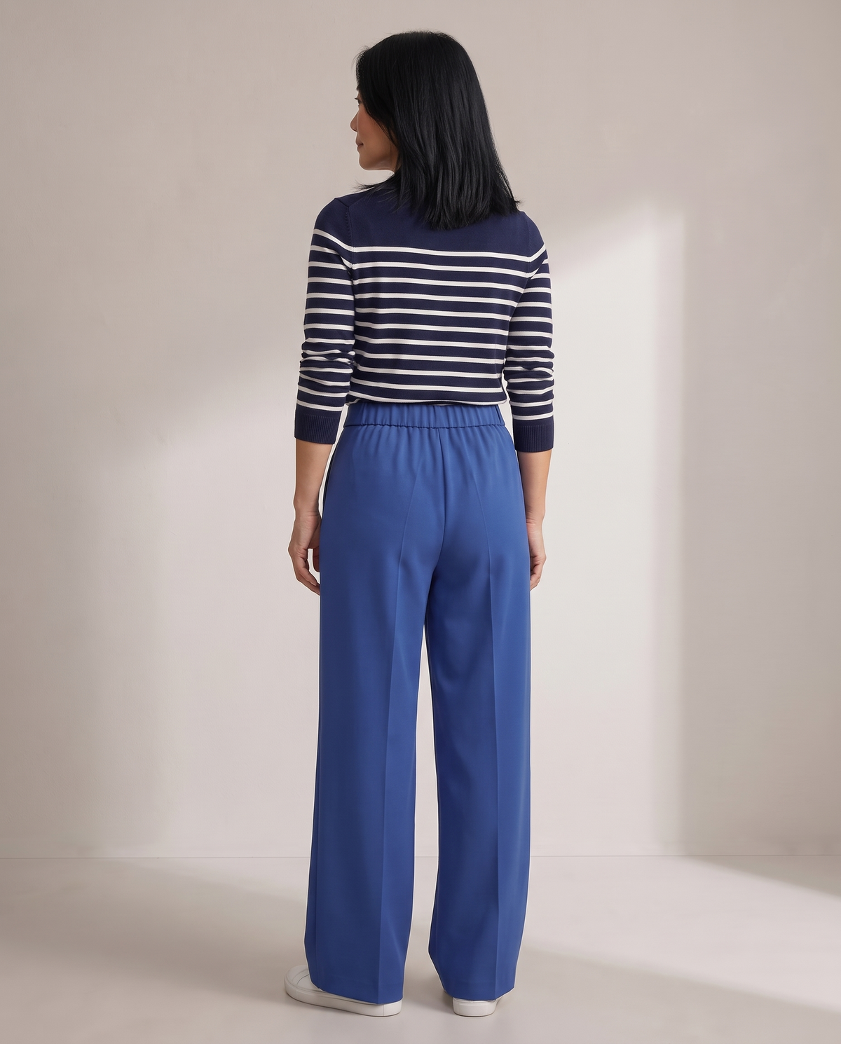 DORA blue trousers in Petite length from the back