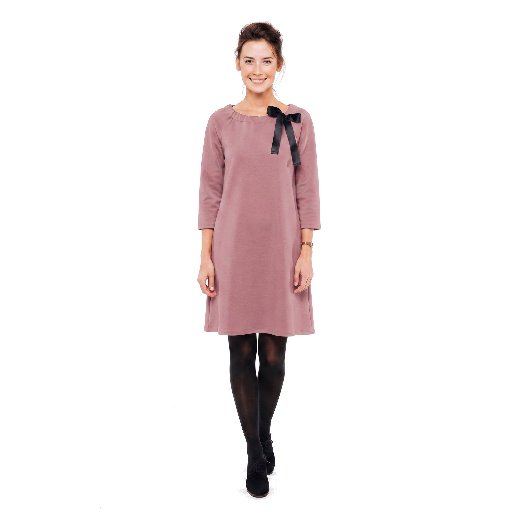 FRENCH — Italian Punto Milano Knit A-Line Dress