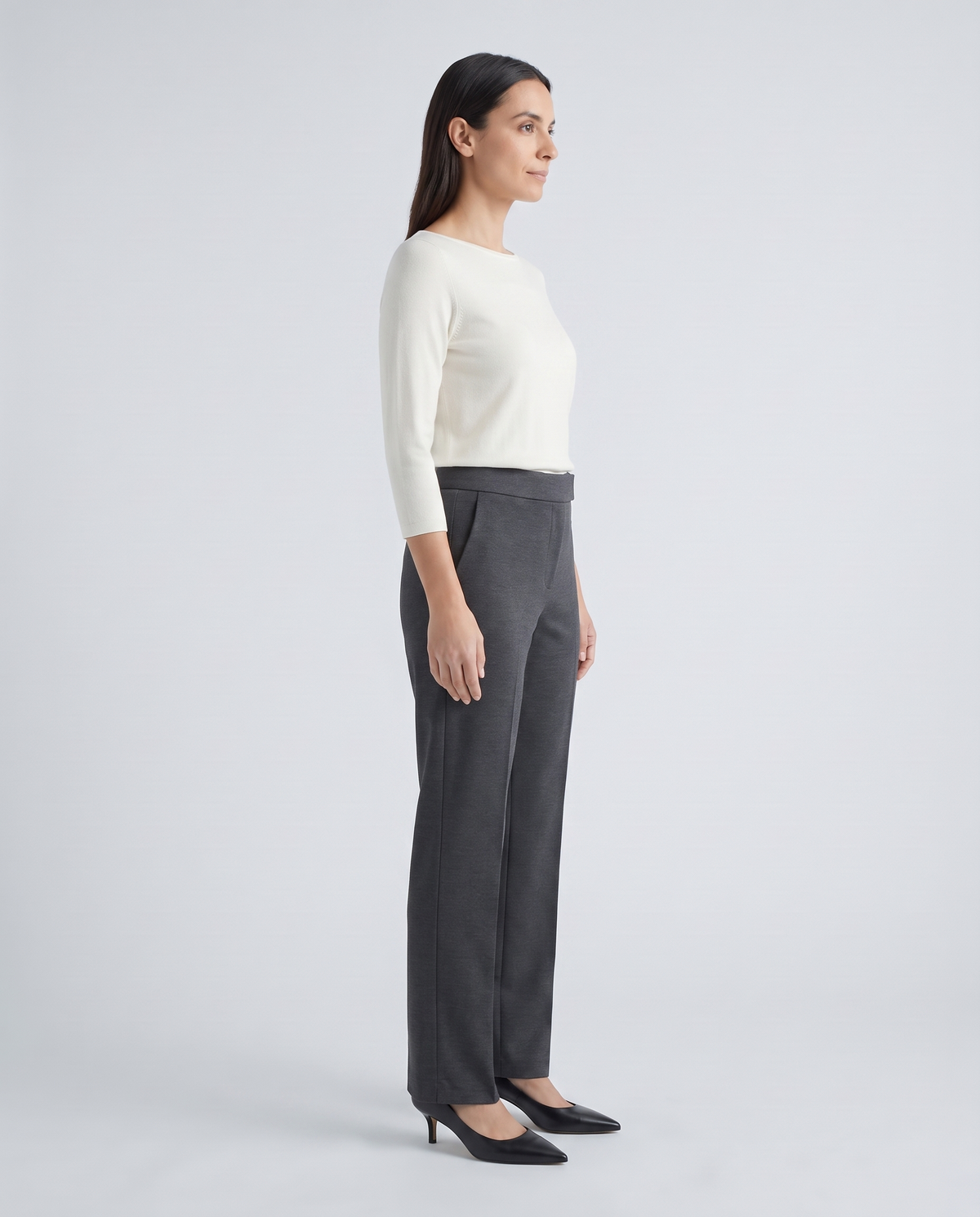GRAPHITE straight-leg trousers, side view
