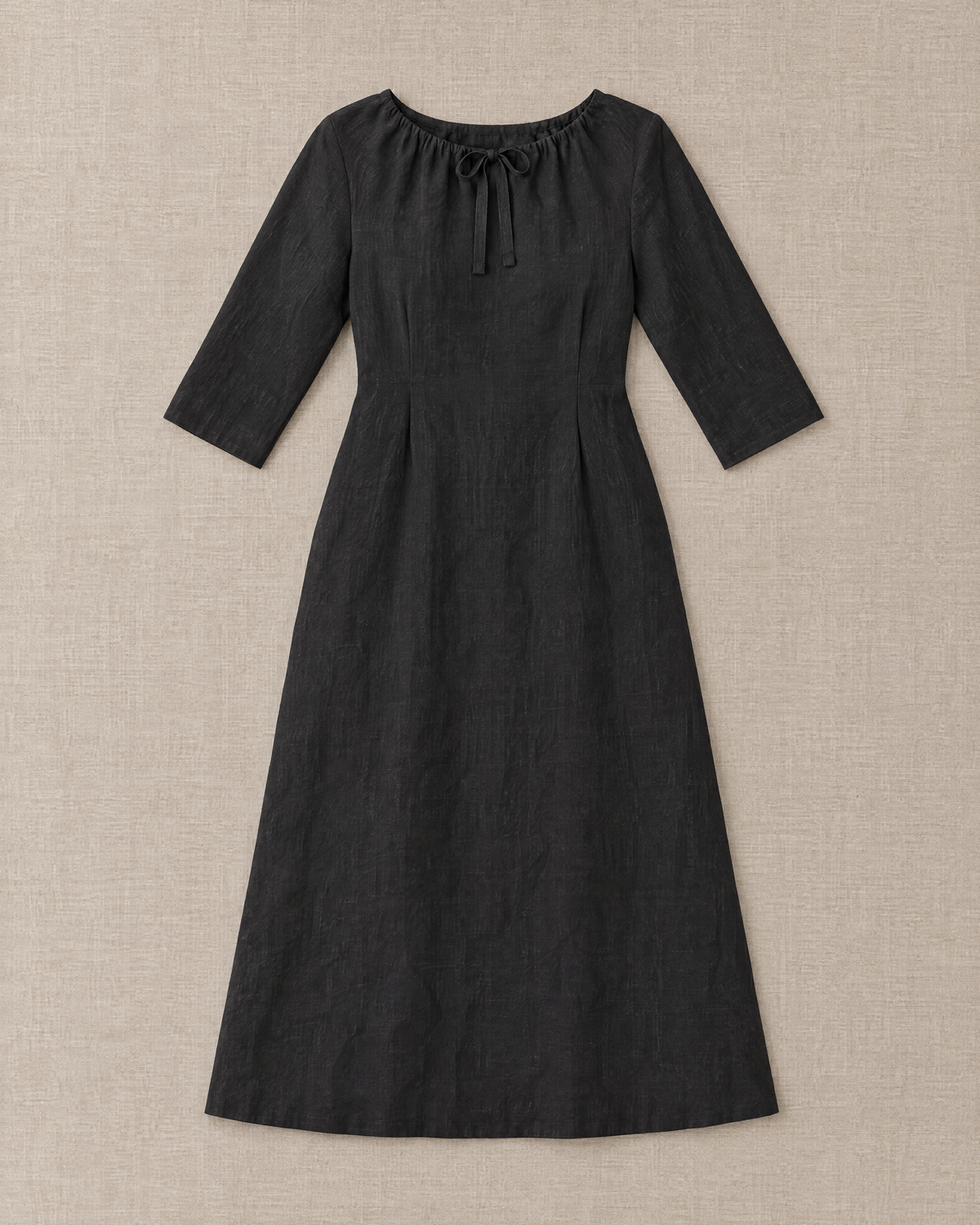HELENA linen dress in Black, laid flat