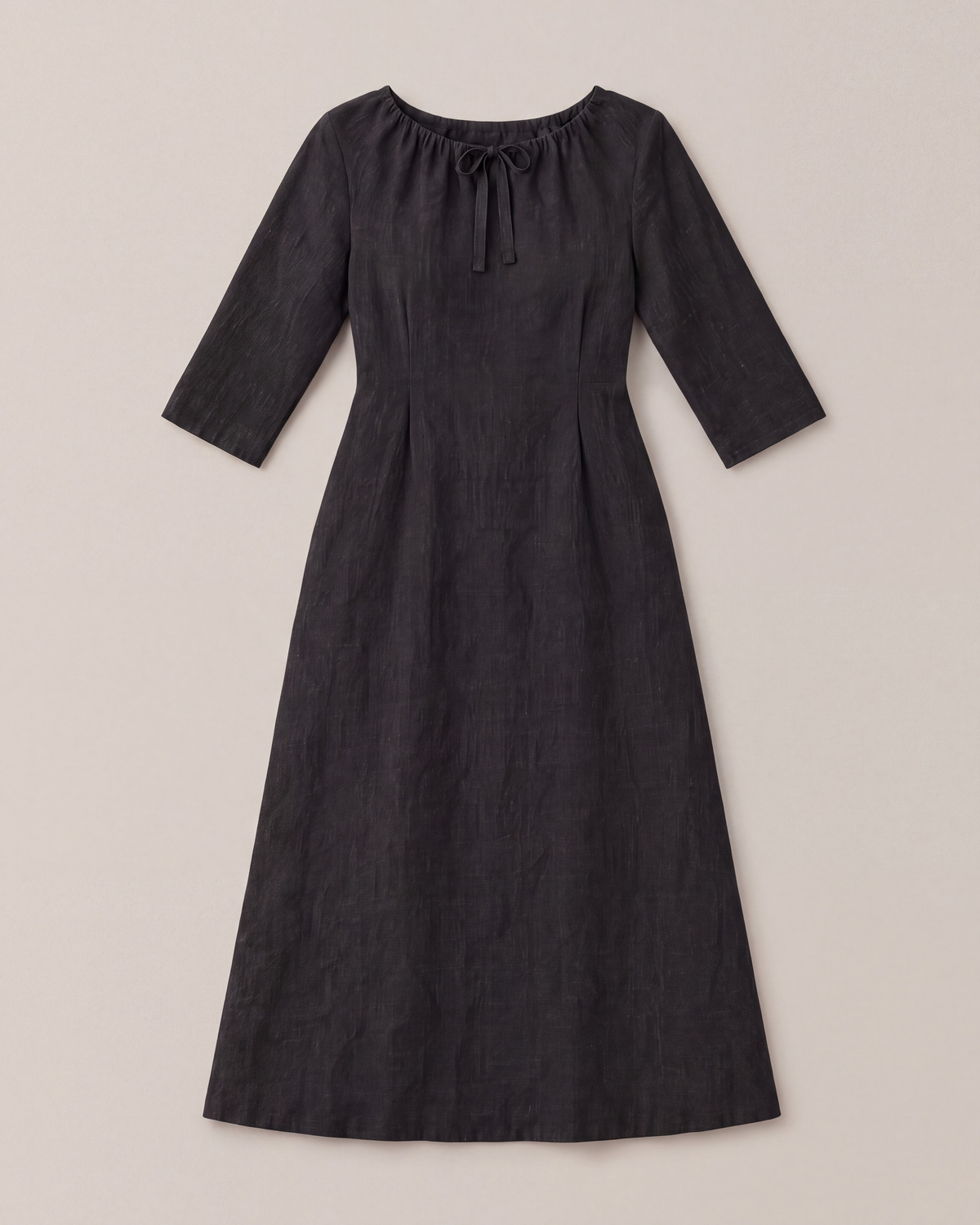 HELENA linen dress in Black, laid flat