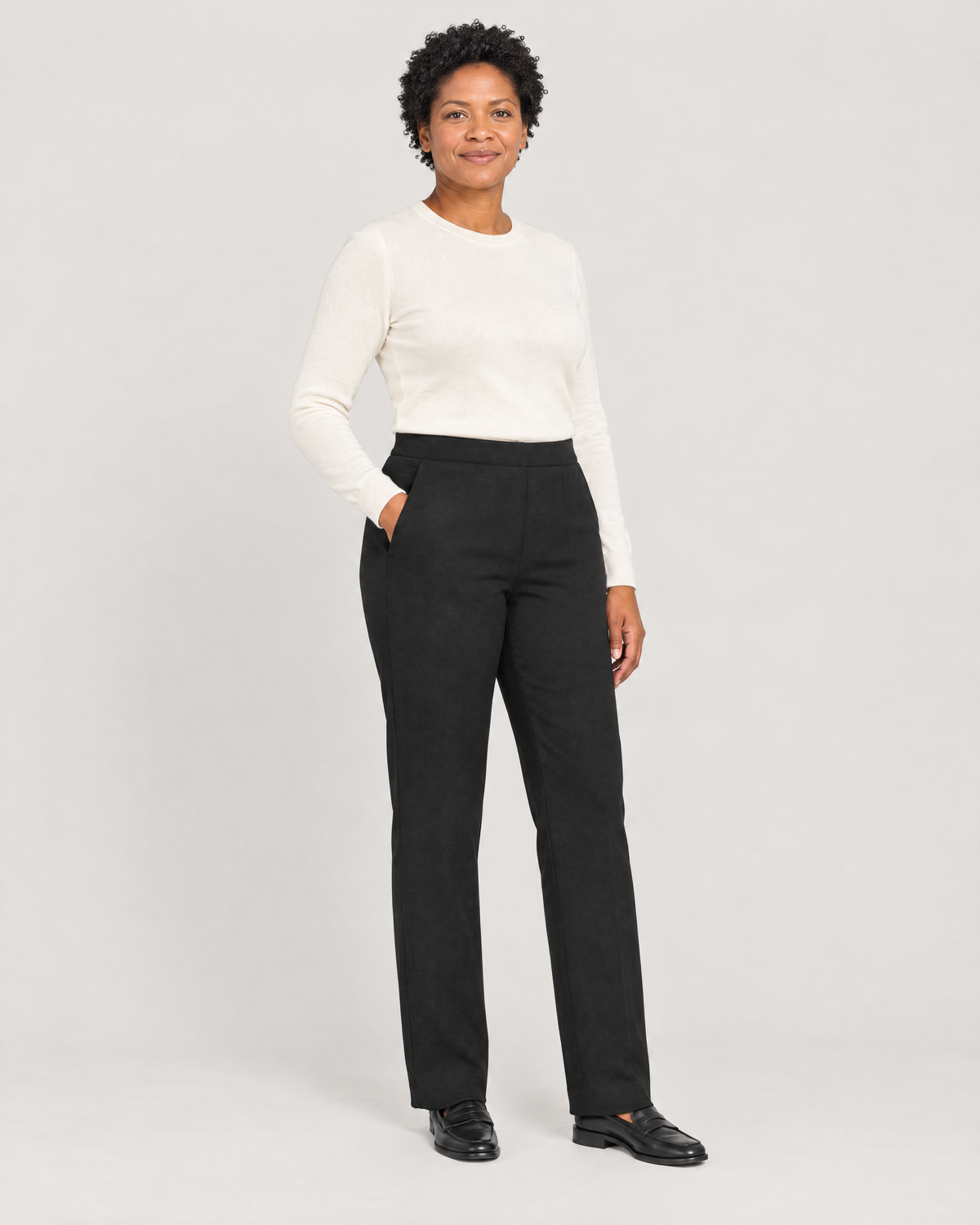 GRAPHITE COMFORT black trousers, Limited edition, three-quarter view