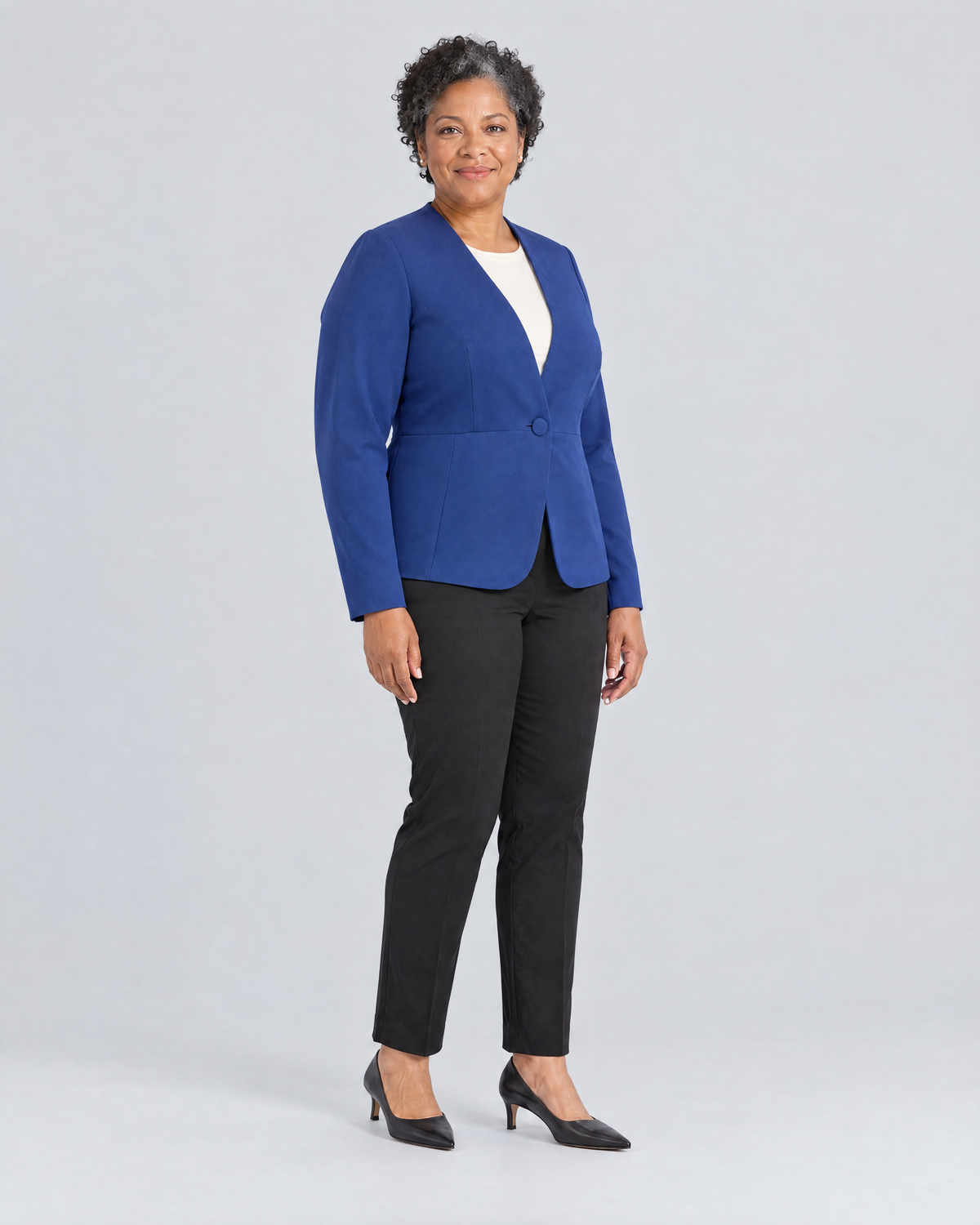 RIVA MOVE cobalt jacket, three-quarter view