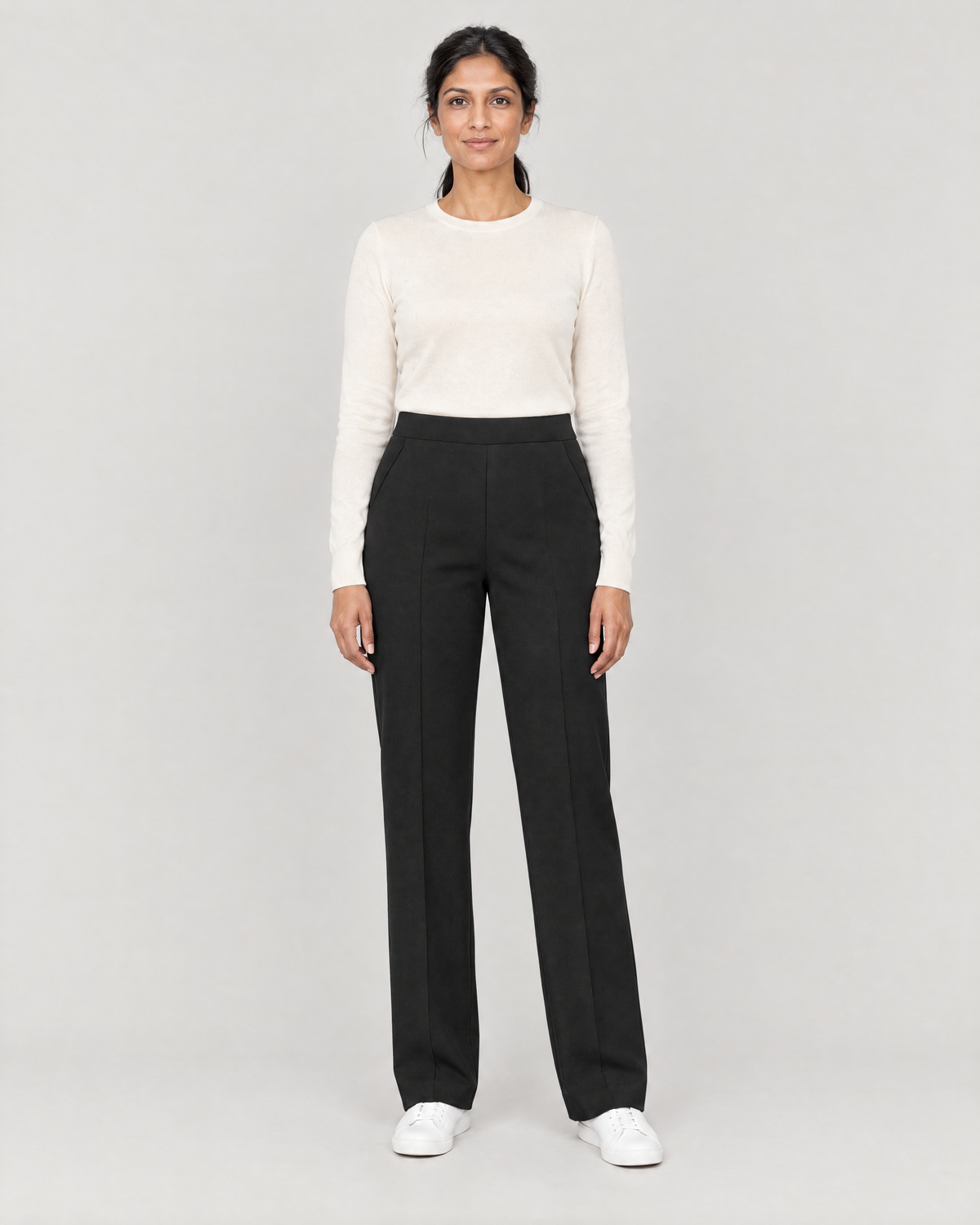 GRAPHITE STRAIGHT FIT black wool straight-leg trousers, Limited edition, front view