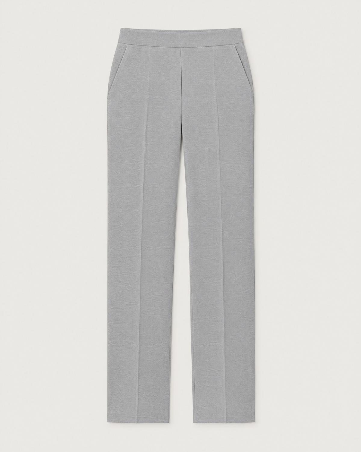 GRAPHITE STRAIGHT FIT light grey wool straight-leg trousers laid flat