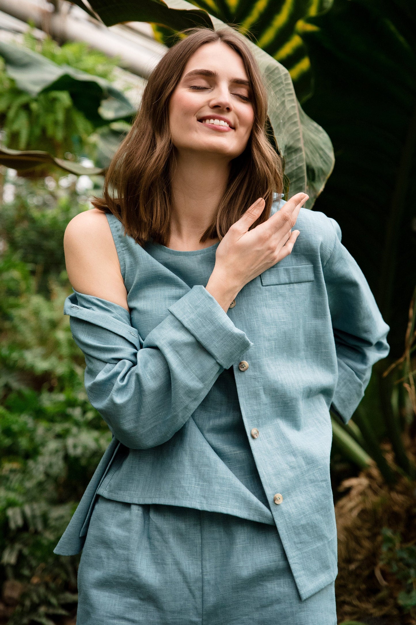 LeMuse Ärmellose Leinenbluse BREEZE, Mint, XS