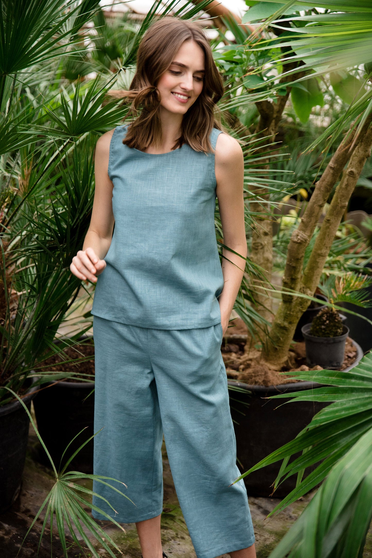 LeMuse Ärmellose Leinenbluse BREEZE, Mint, XS