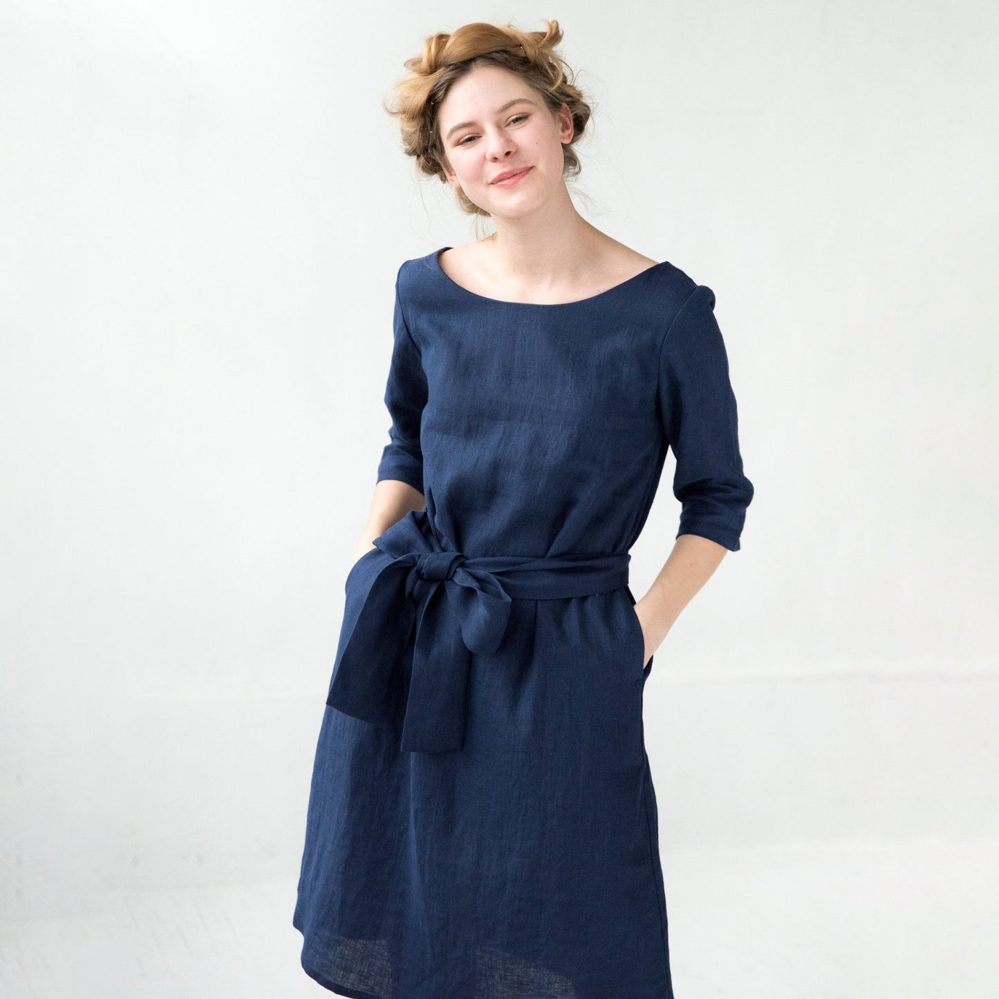 LeMuse Leinenkleid OLIVE, Hellblau, M