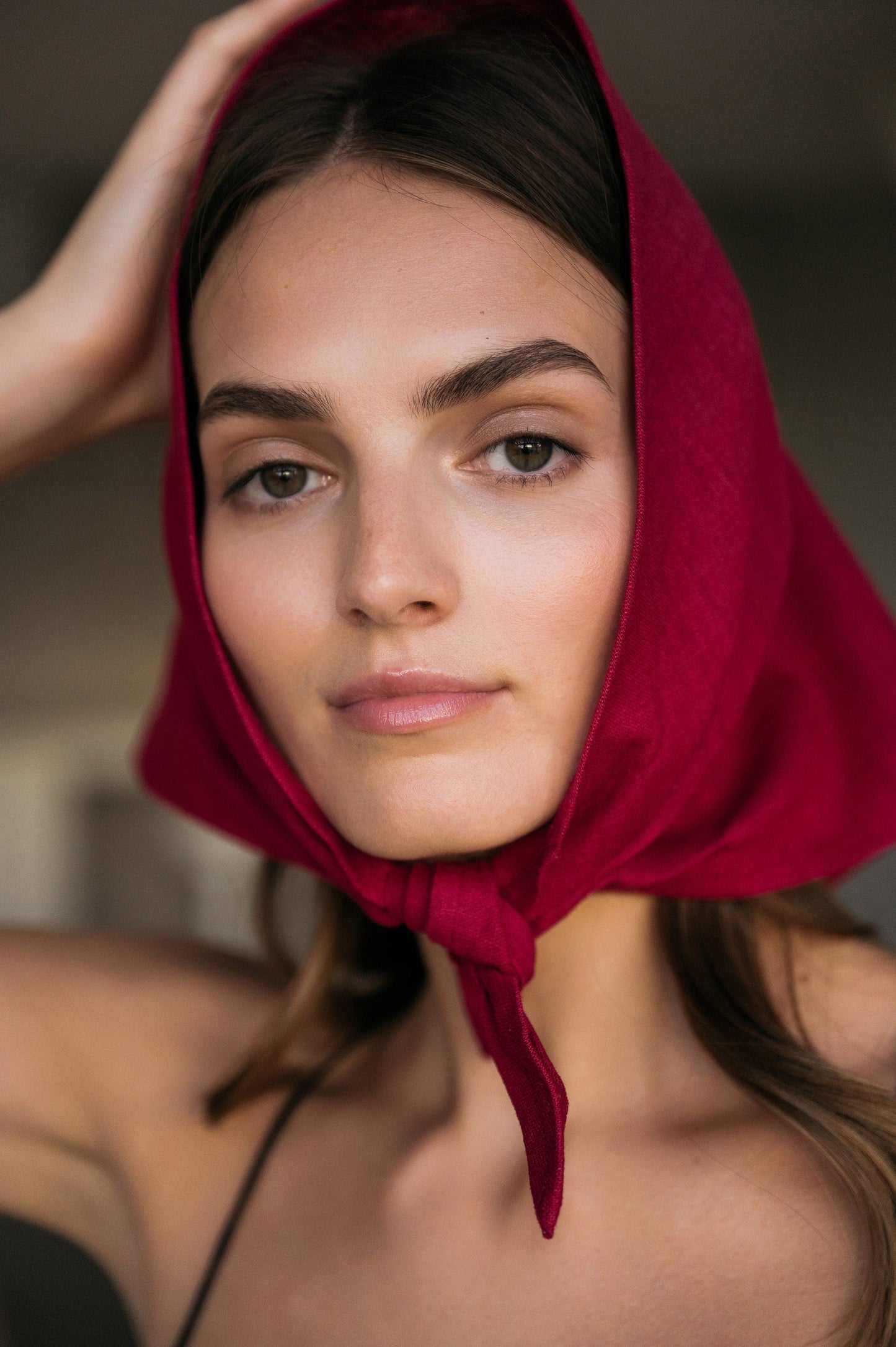 LeMuse NATURE linen bandana, Cerise