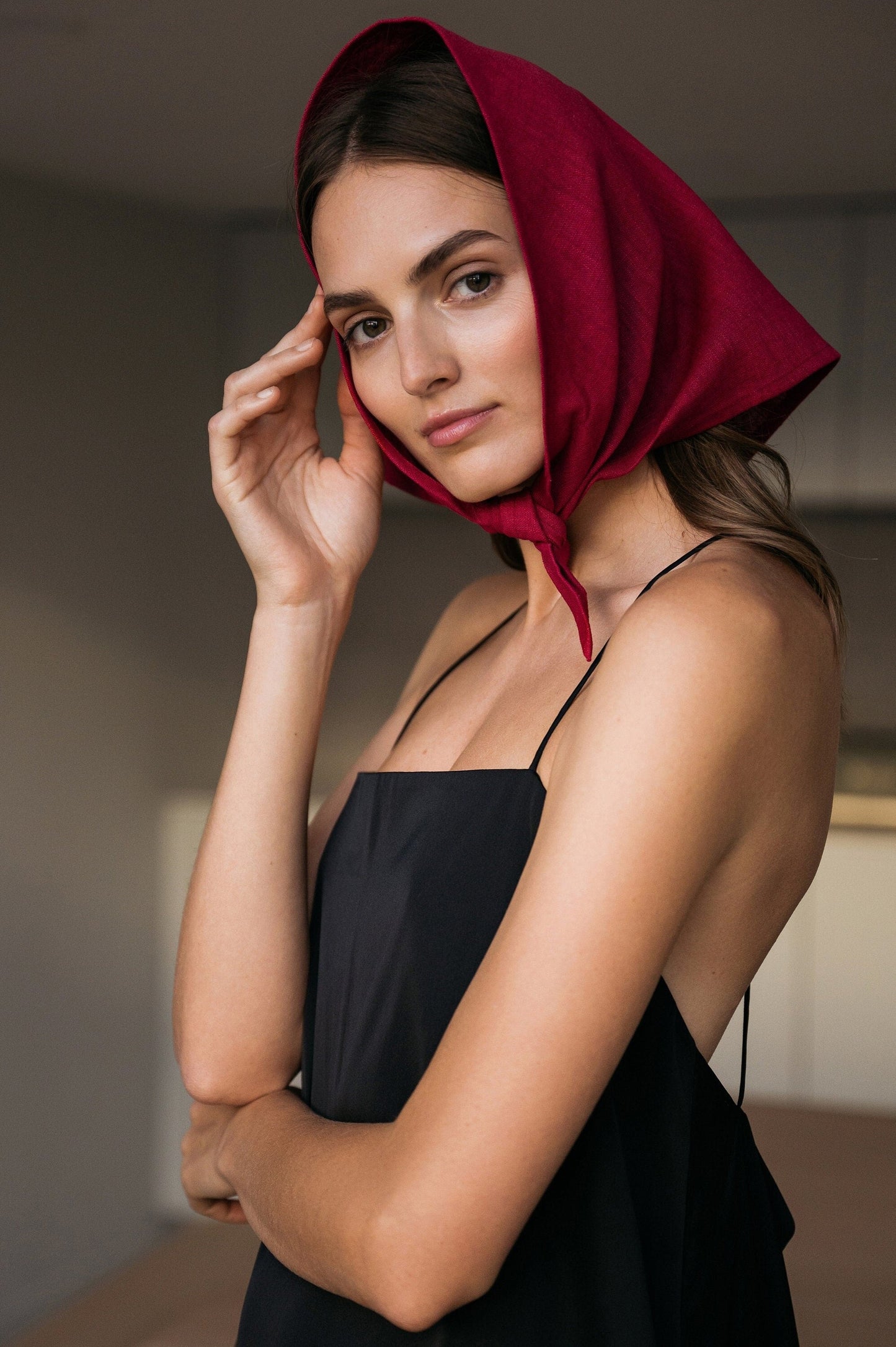 LeMuse NATURE linen bandana, Cerise