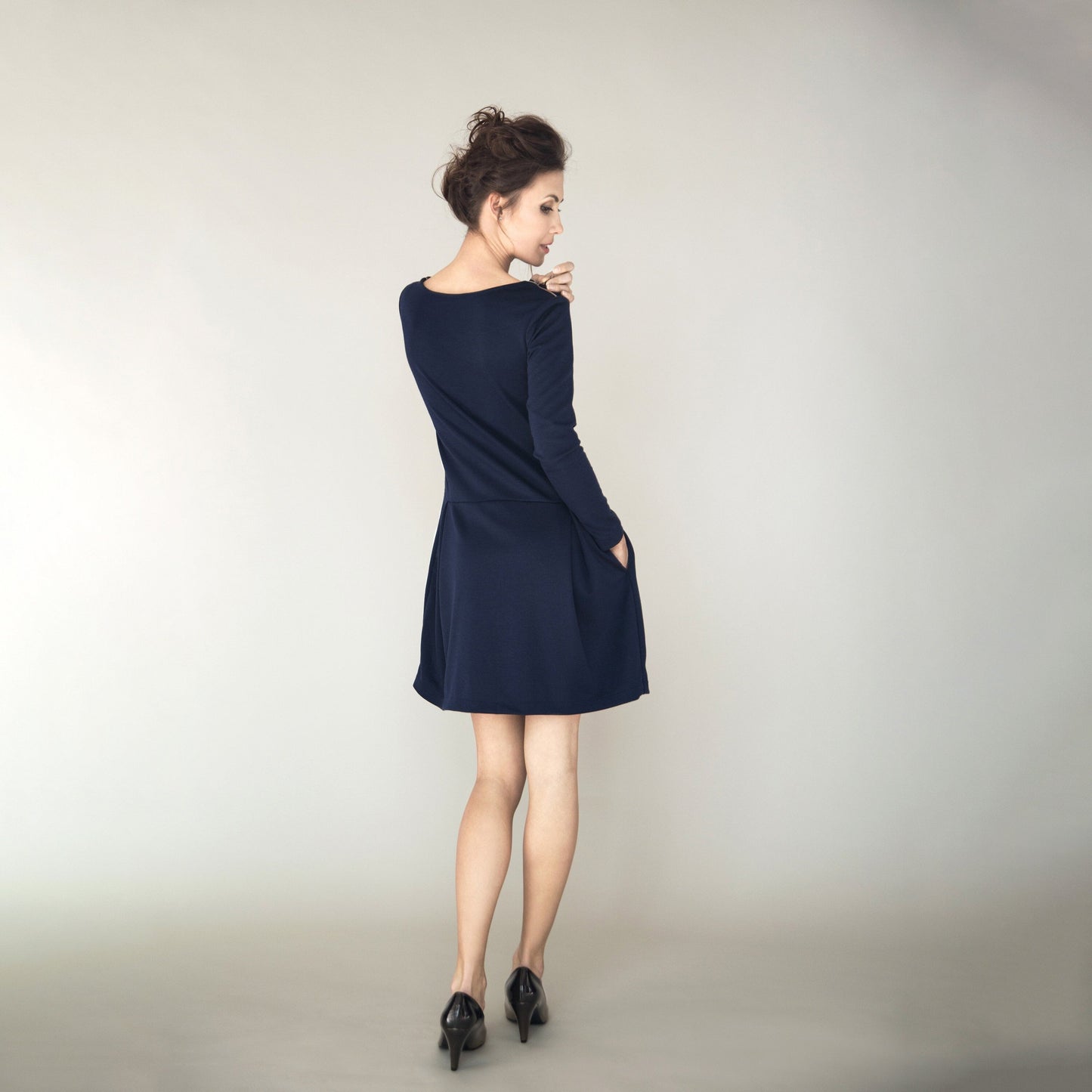 LeMuse SOFIA Kleid mit Taschen, Graugrün, M