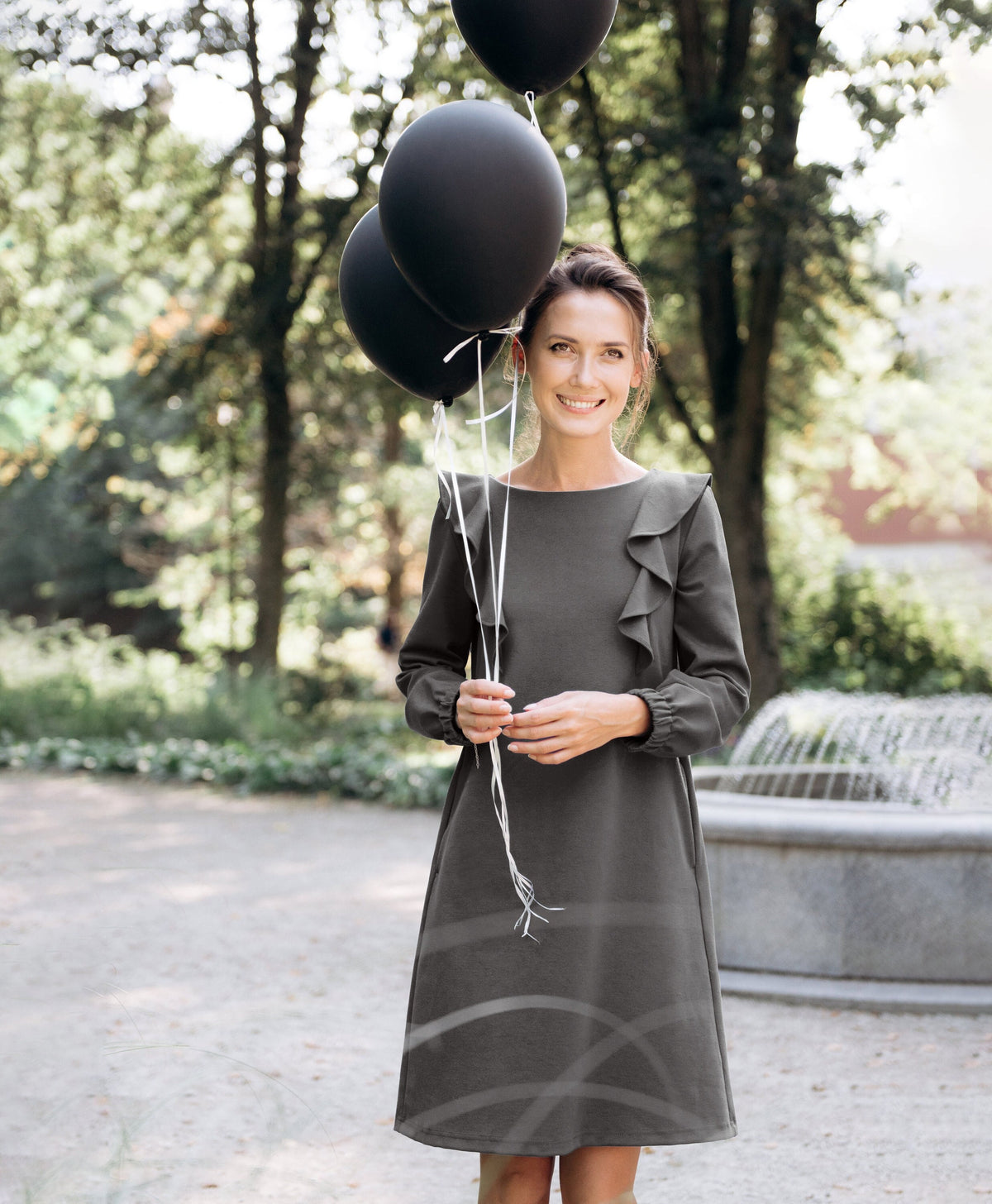 BUTTERFLY dress in gray green #Color_Gray green