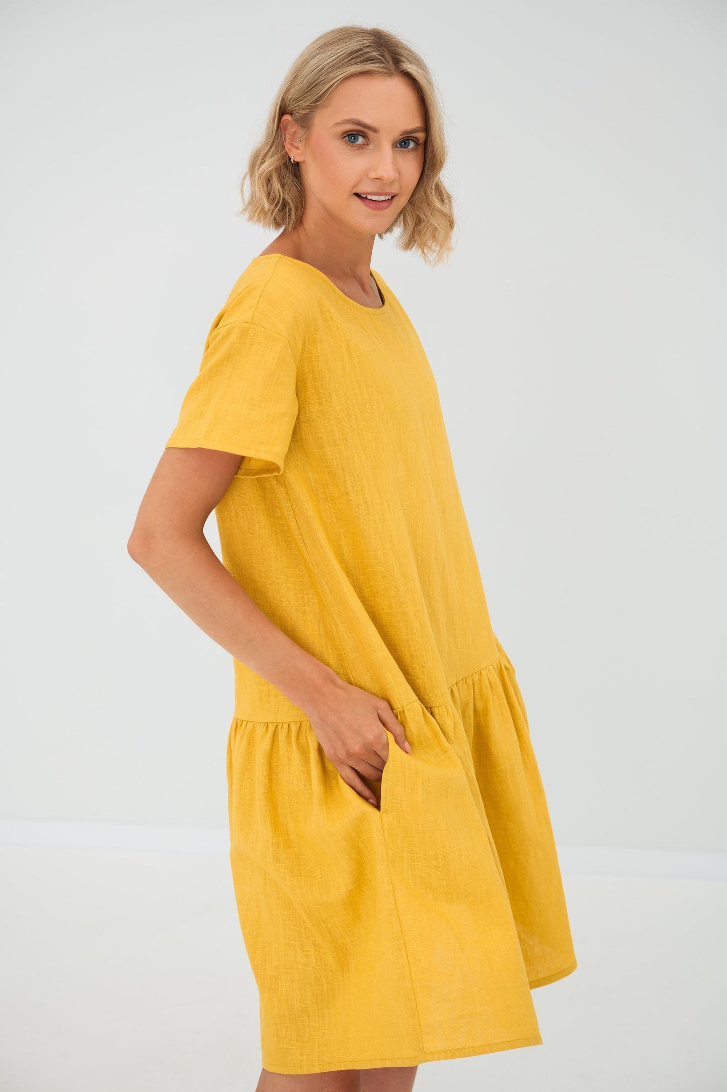 Robe en lin BLOSSOM, Bleu profond, XS