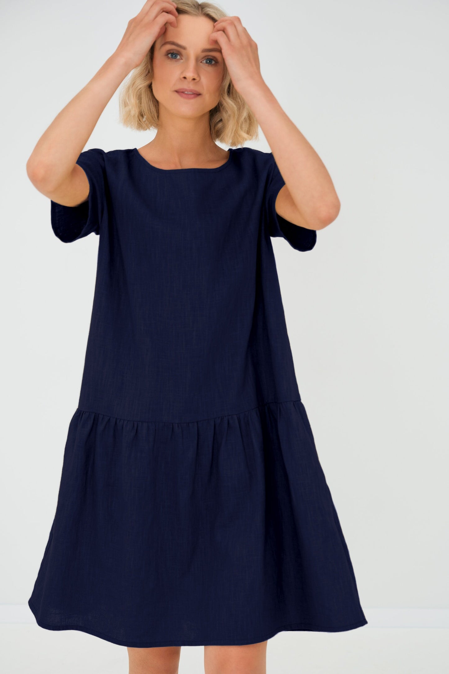 LeMuse Leinenkleid für Damen BLOSSOM, Tiefblau, L