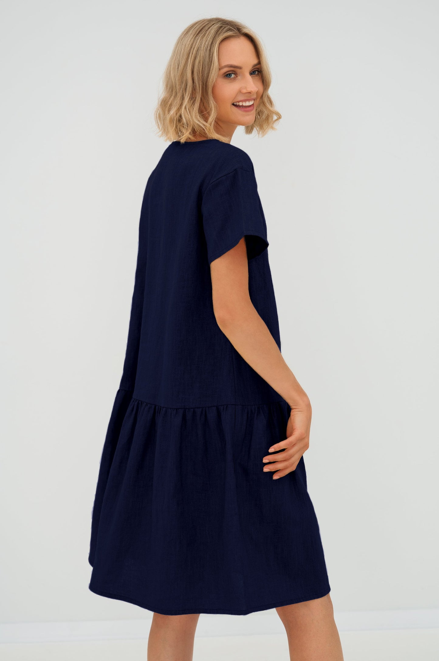 LeMuse Leinenkleid für Damen BLOSSOM, Tiefblau, L