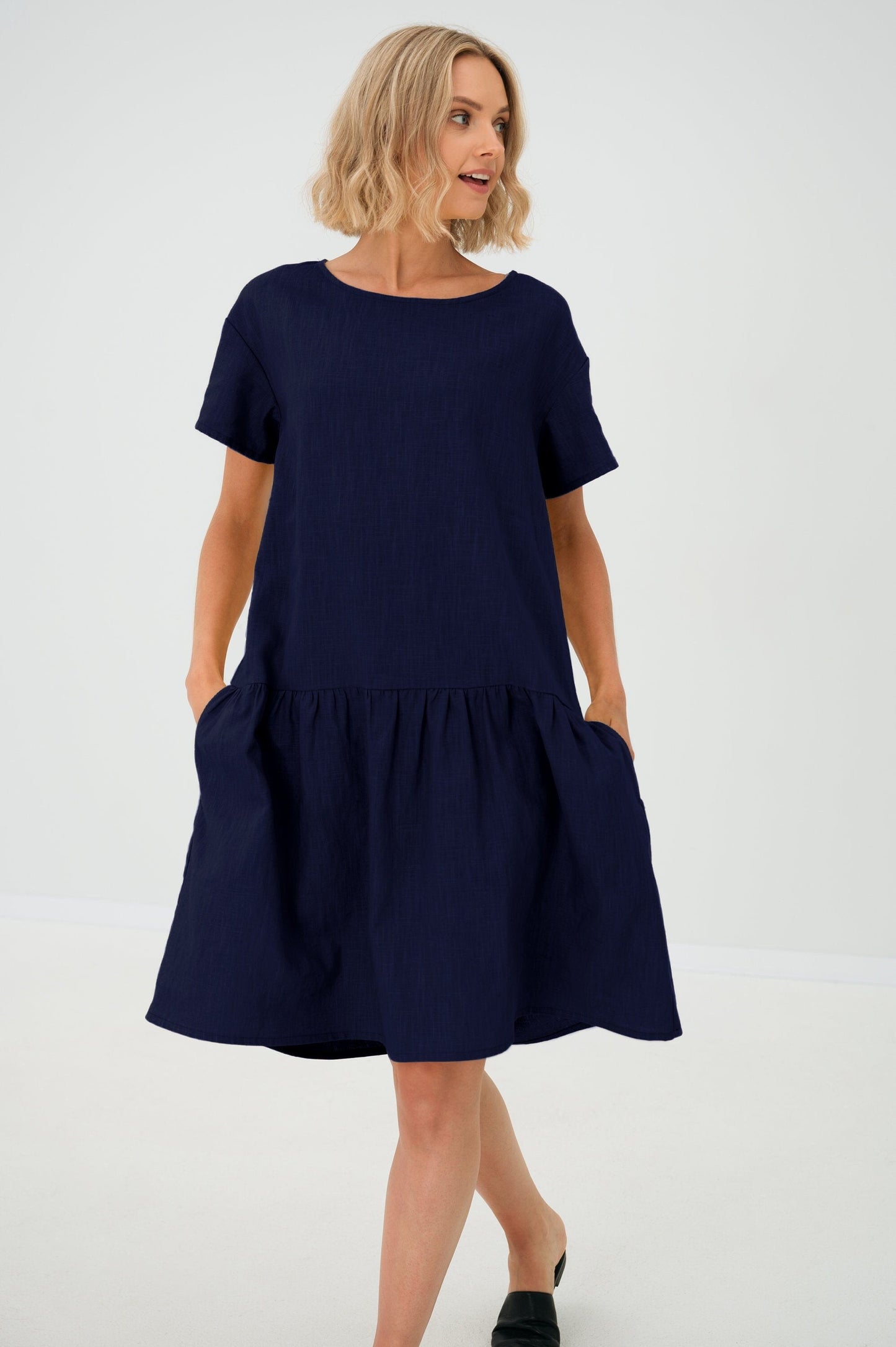 LeMuse Leinenkleid für Damen BLOSSOM, Tiefblau, L