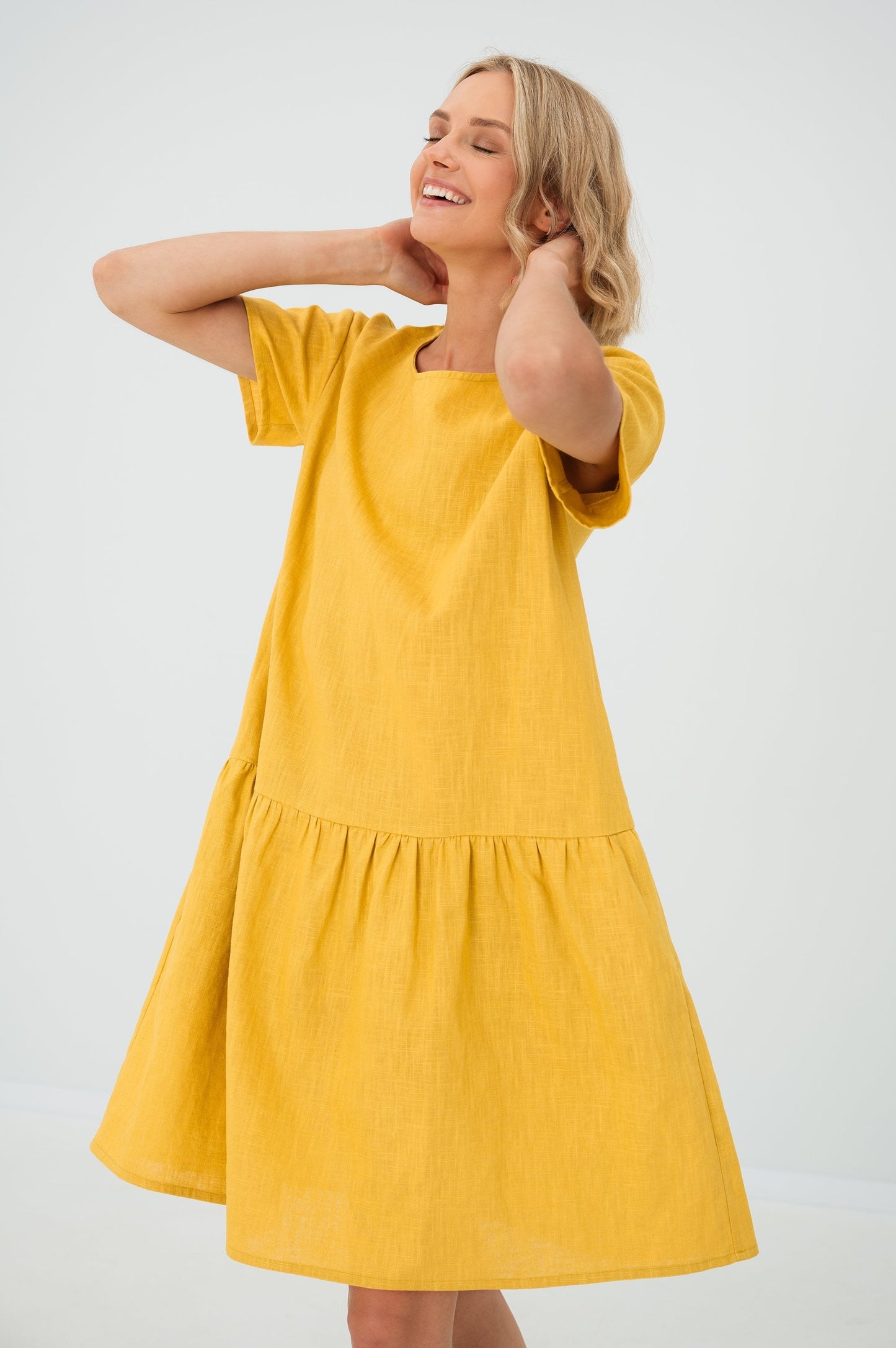 Robe en lin BLOSSOM, Bleu profond, XS