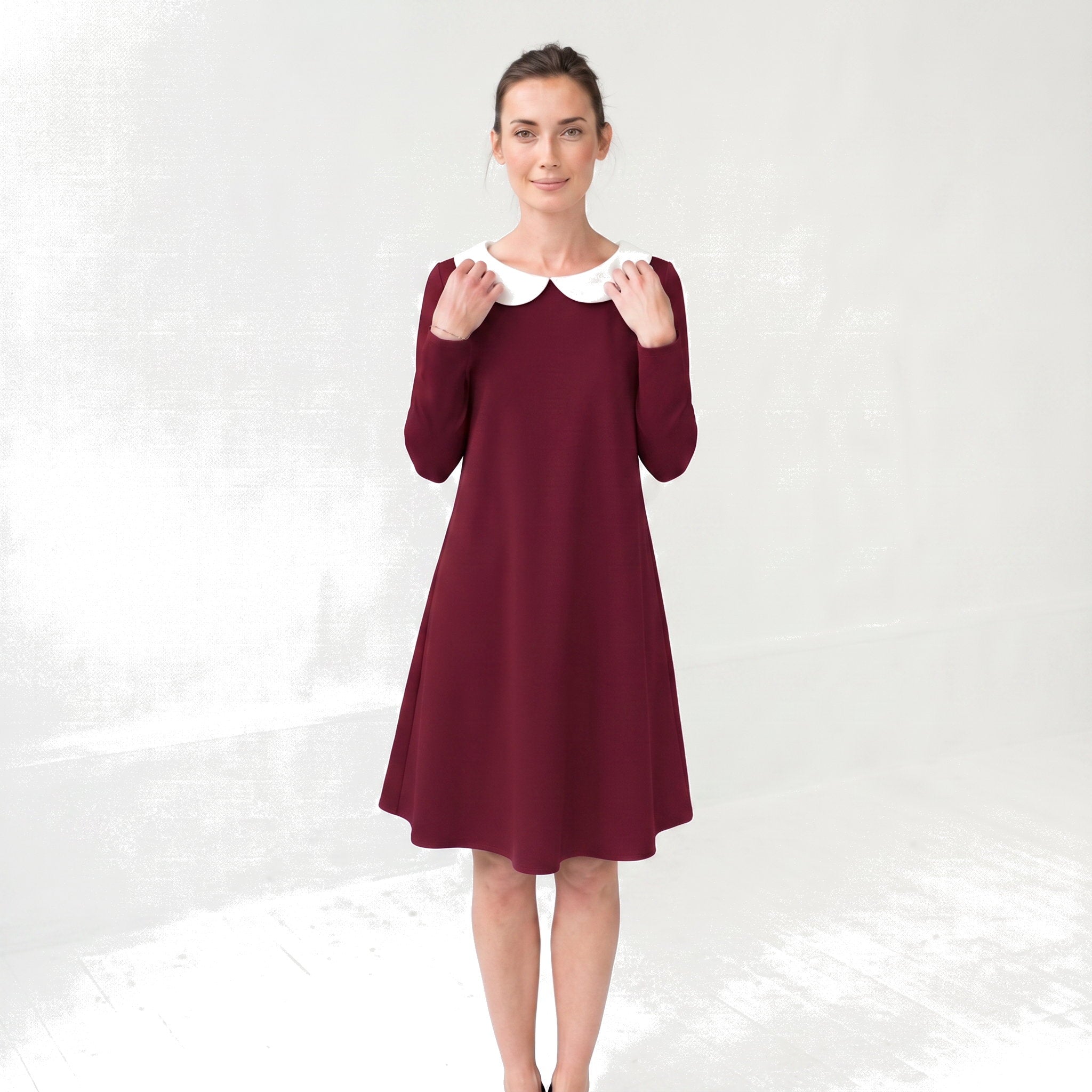 LOVER — Italienisches Punto-Milano-Strickkleid mit Kragen