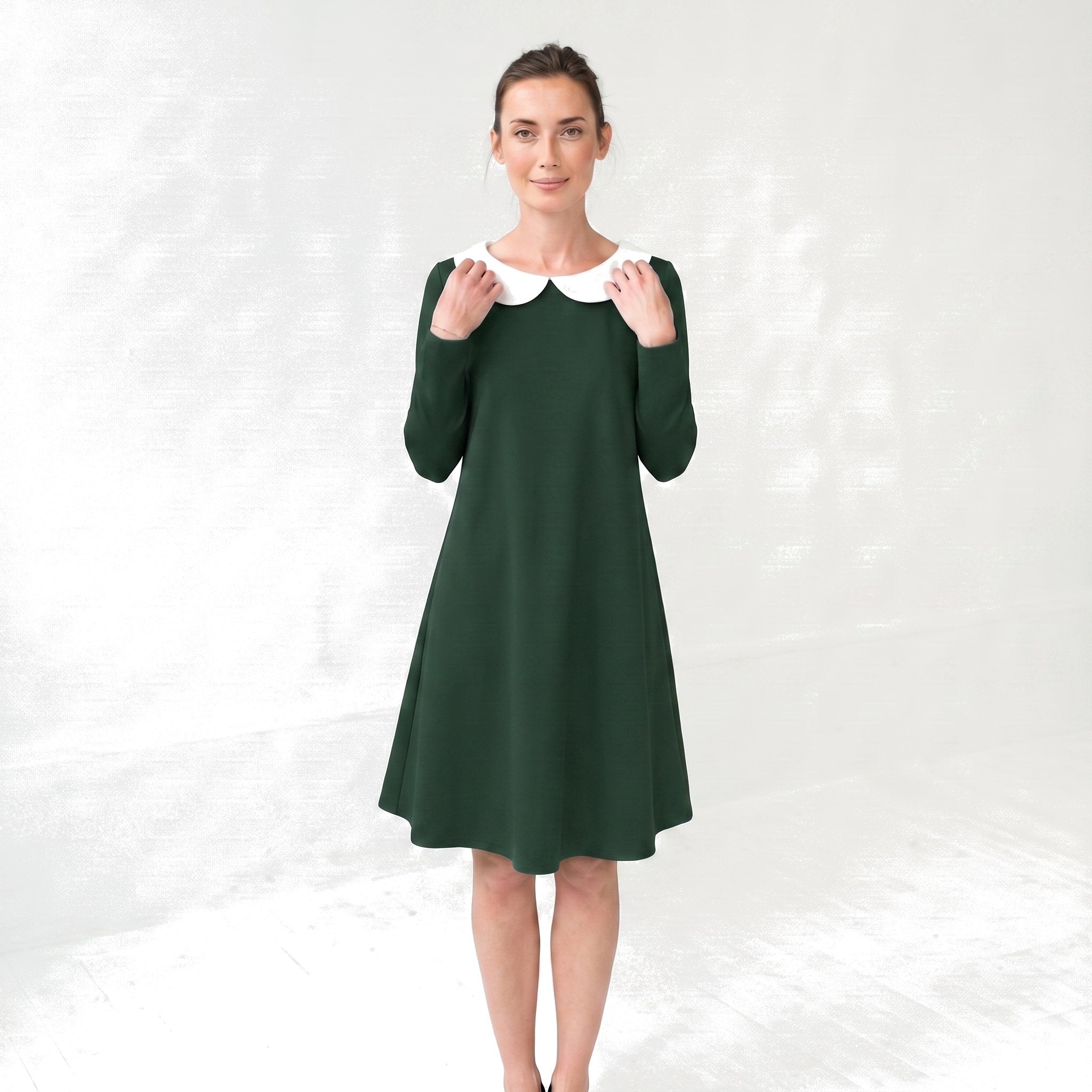 LOVER — Italienisches Punto-Milano-Strickkleid mit Kragen