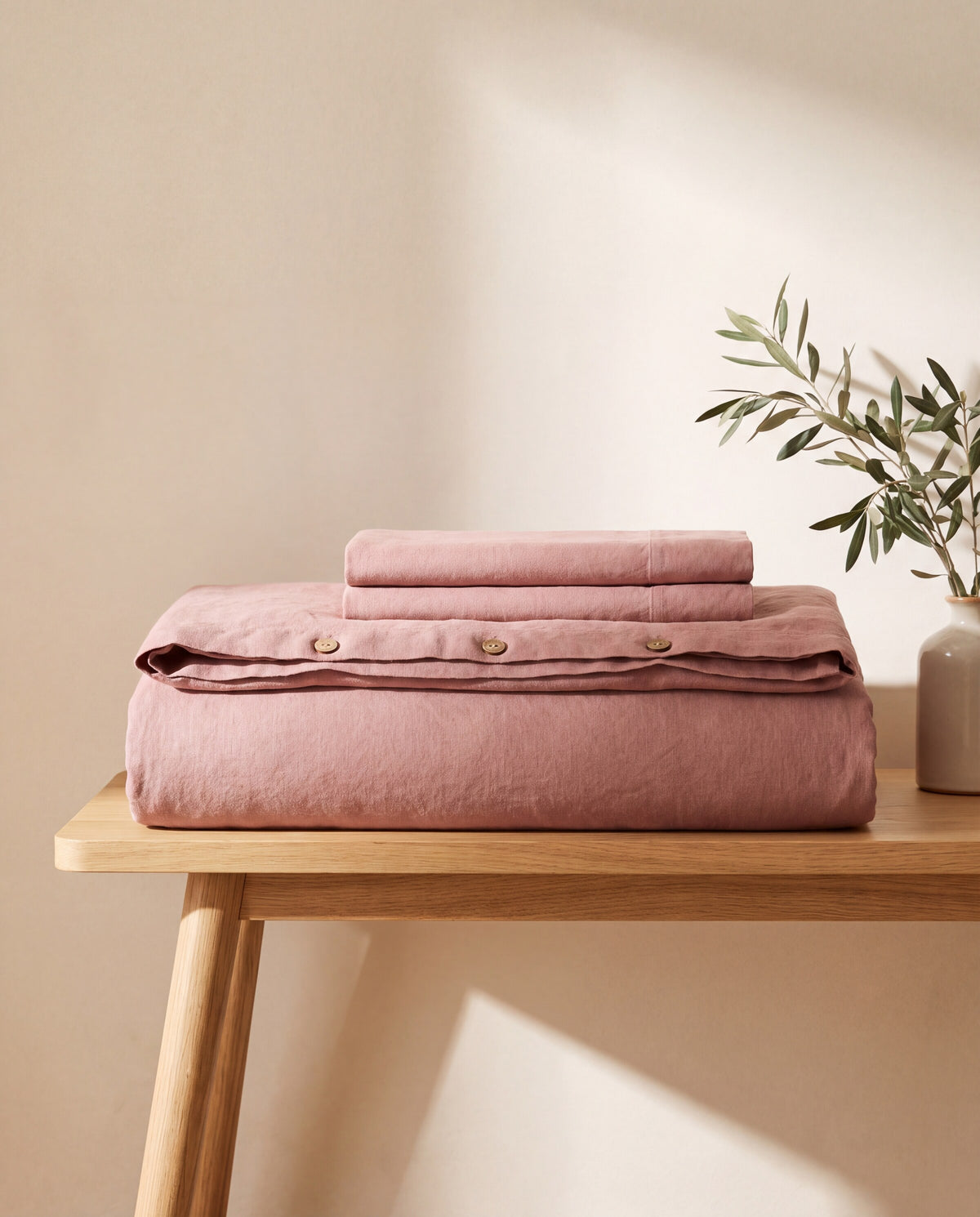 Folded MILDA set: duvet cover and two pillowcases