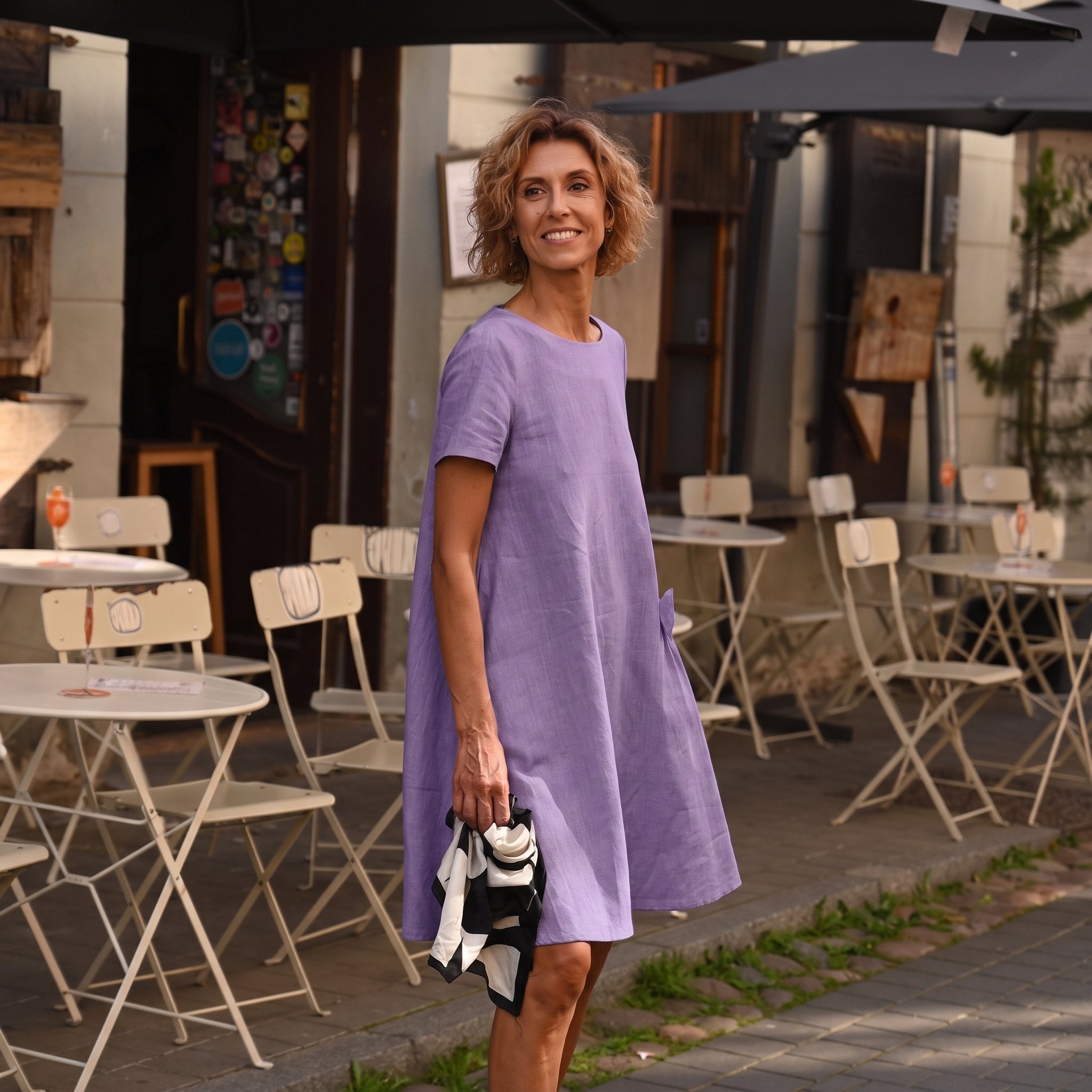 SUMMER KISS — Robe trapèze en lin à nœud