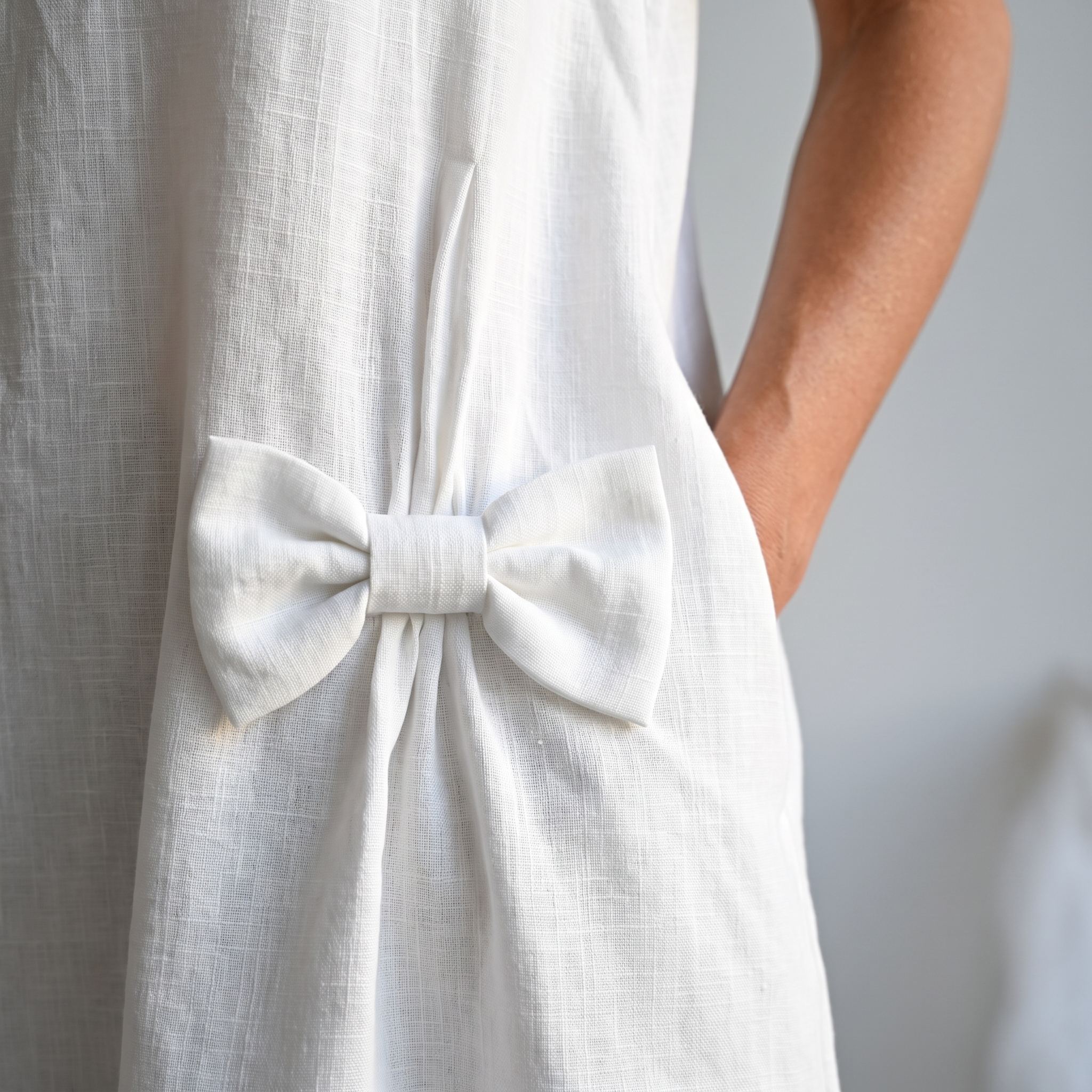 SUMMER KISS — Robe trapèze en lin à nœud