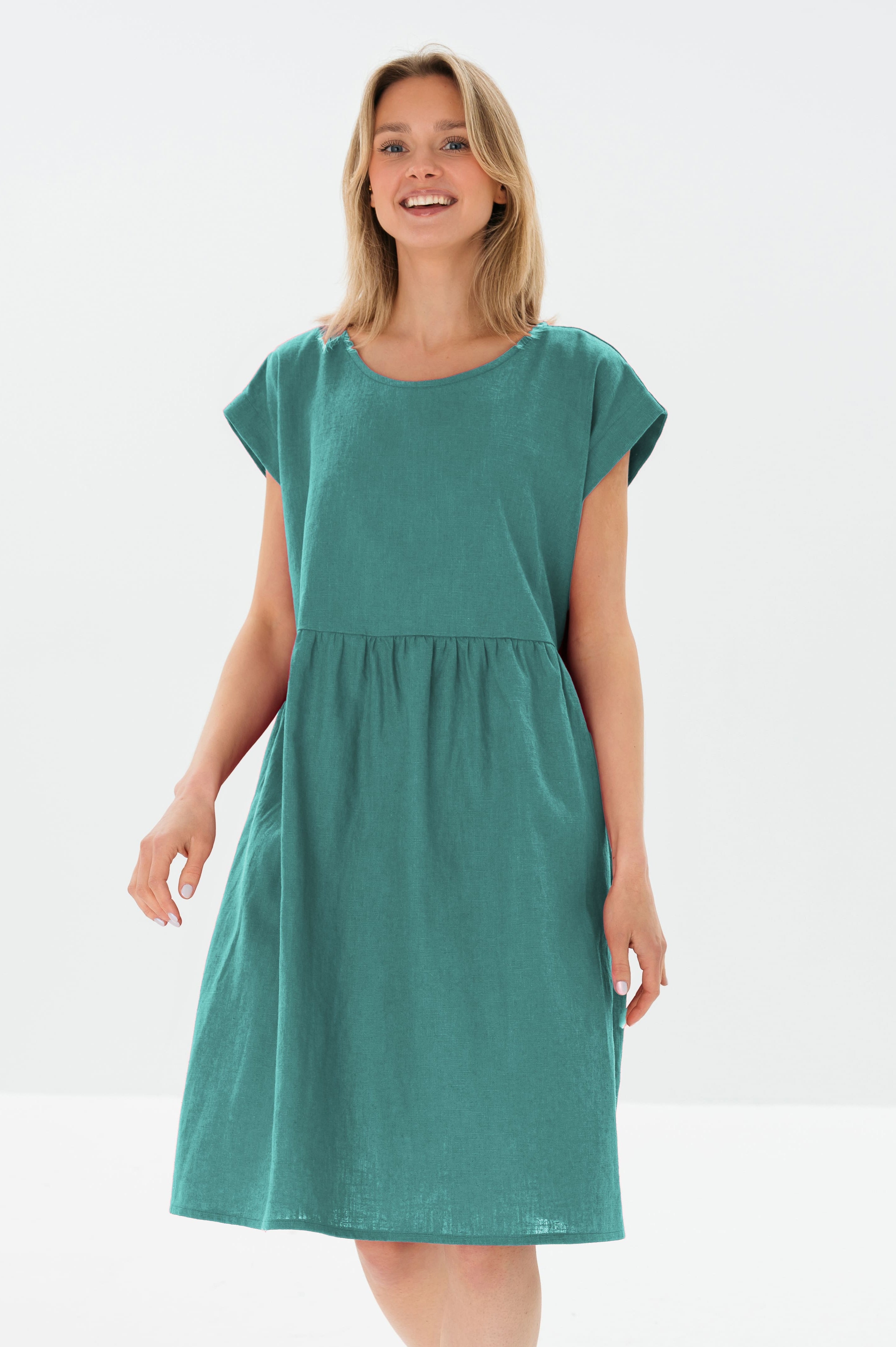 LUNA dress in teal #Color_Teal