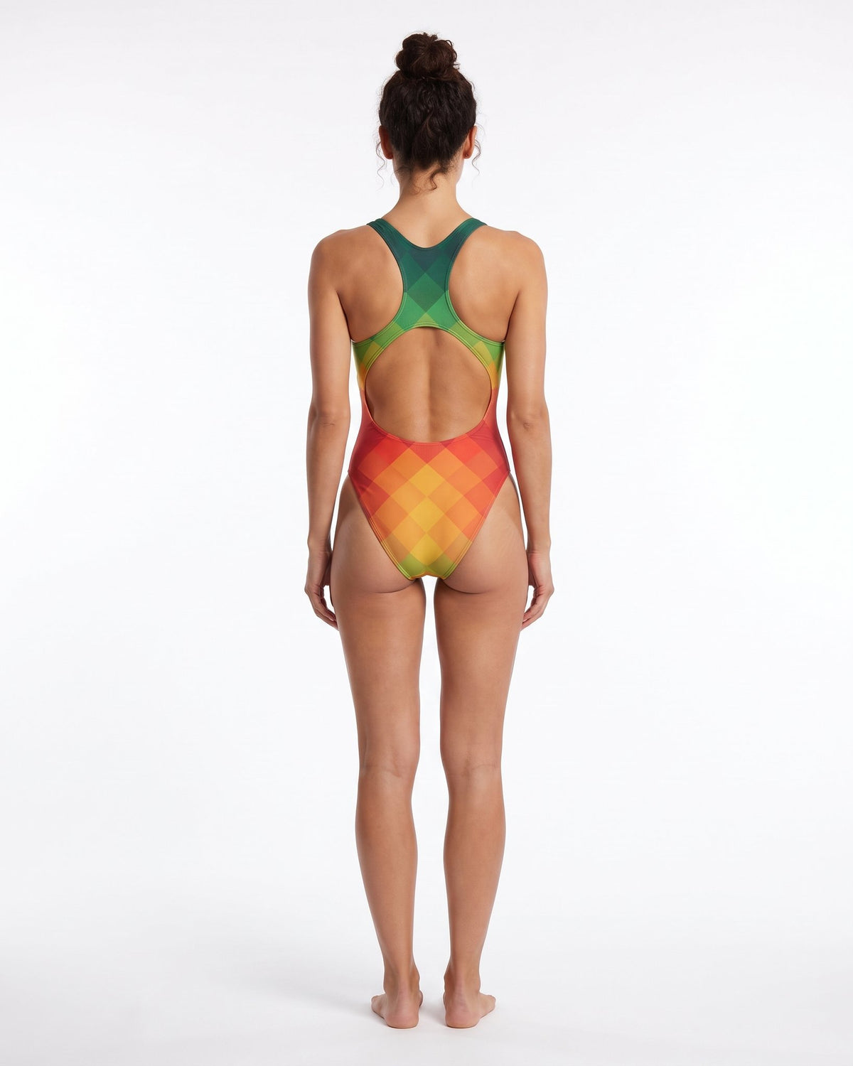 VIVA – Multicolor one-piece swimsuit, back view showing open back #Color_Multicolor