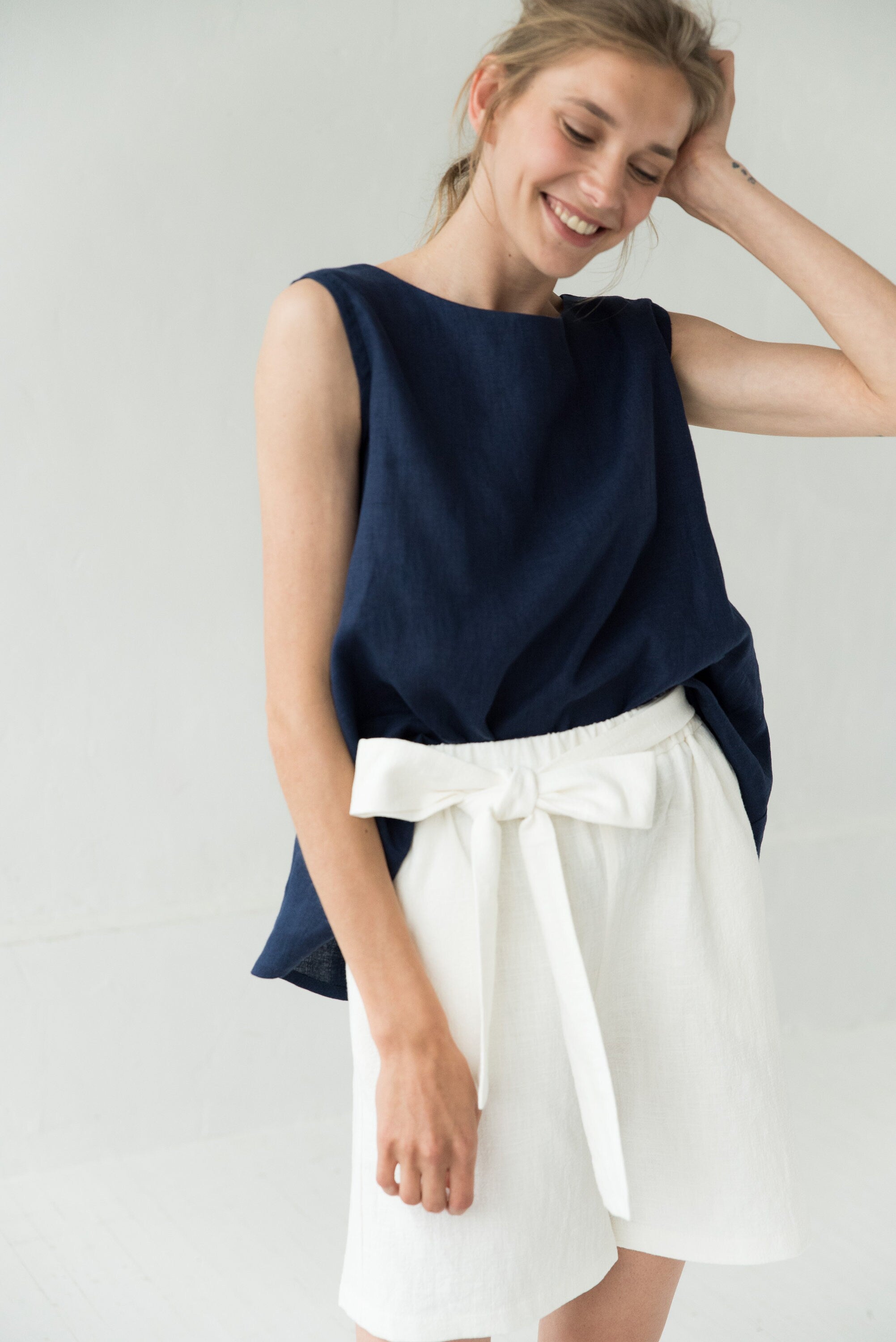 High waisted linen shorts MIX&MATCH