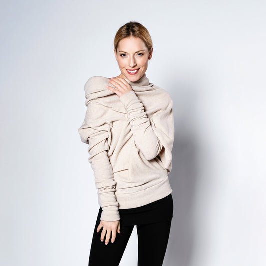 Cream colored sweater with buttons ASYMMETRIC