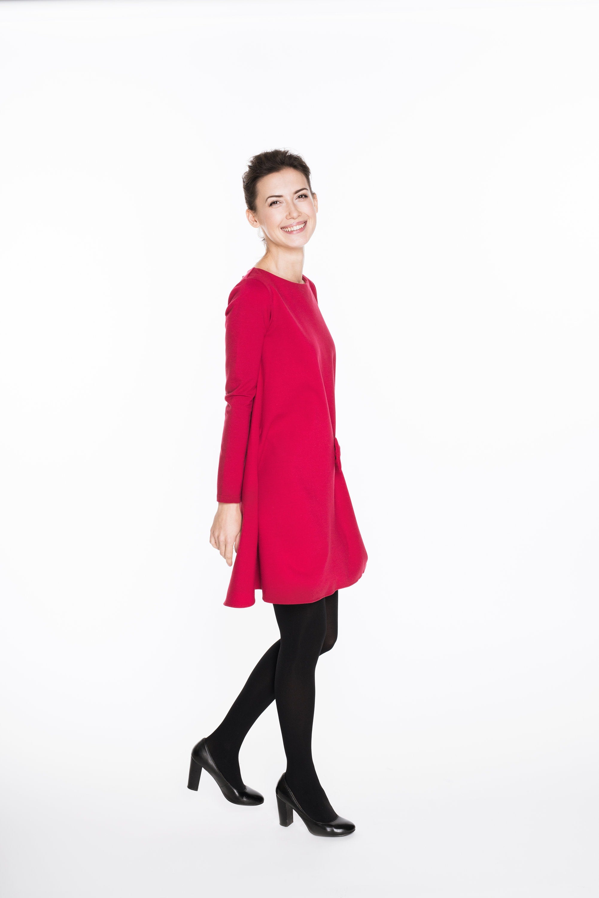 Italienisches Punto-Kleid KISS — Strukturierter Strick mit Schleife