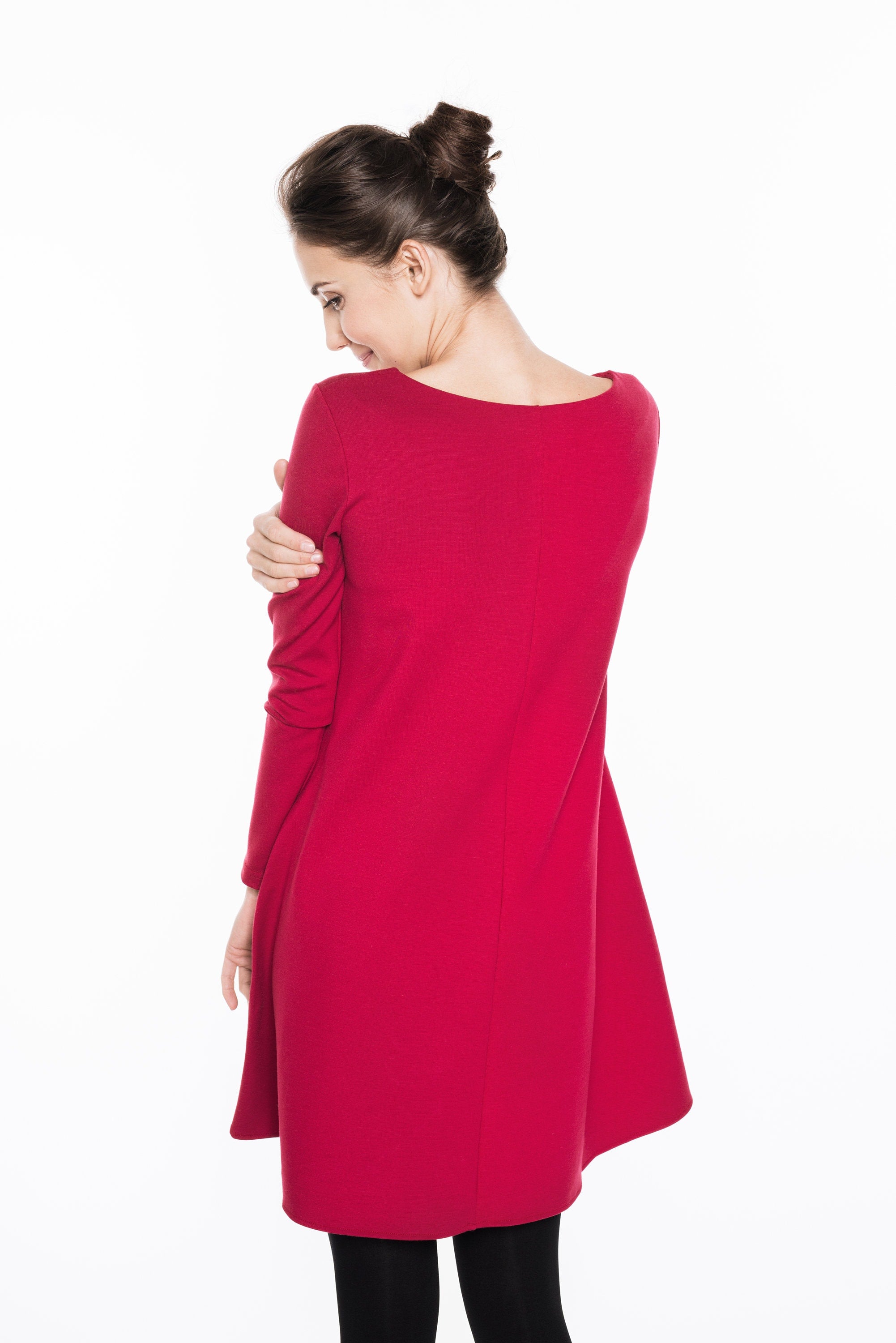 Italienisches Punto-Kleid KISS — Strukturierter Strick mit Schleife